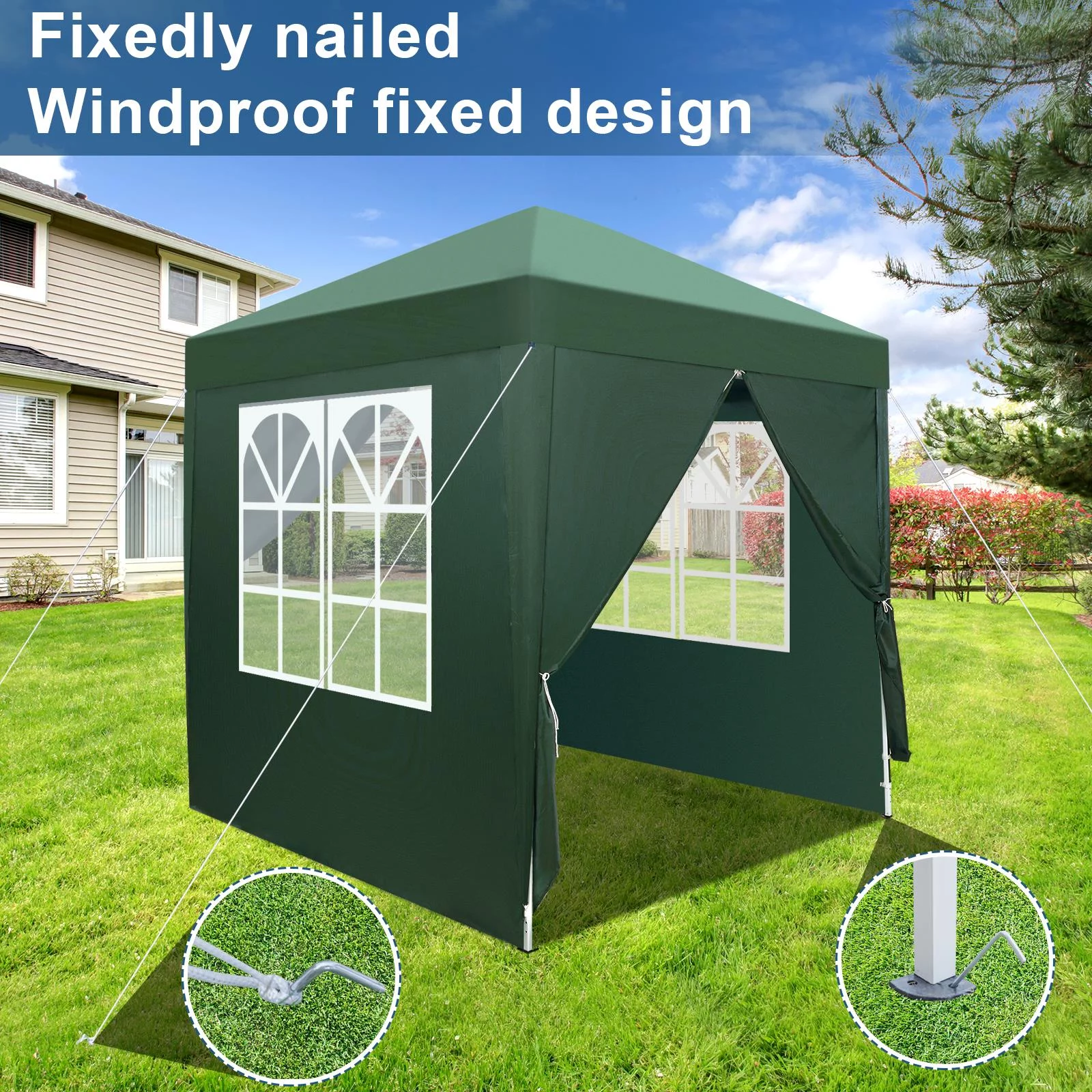 Winado  6.5 x 6.5ft Ez Pop Up Gazebo Canopy Tent for Outdoor Waterproof Party Wedding 4 Sidewalls Green - Womvr