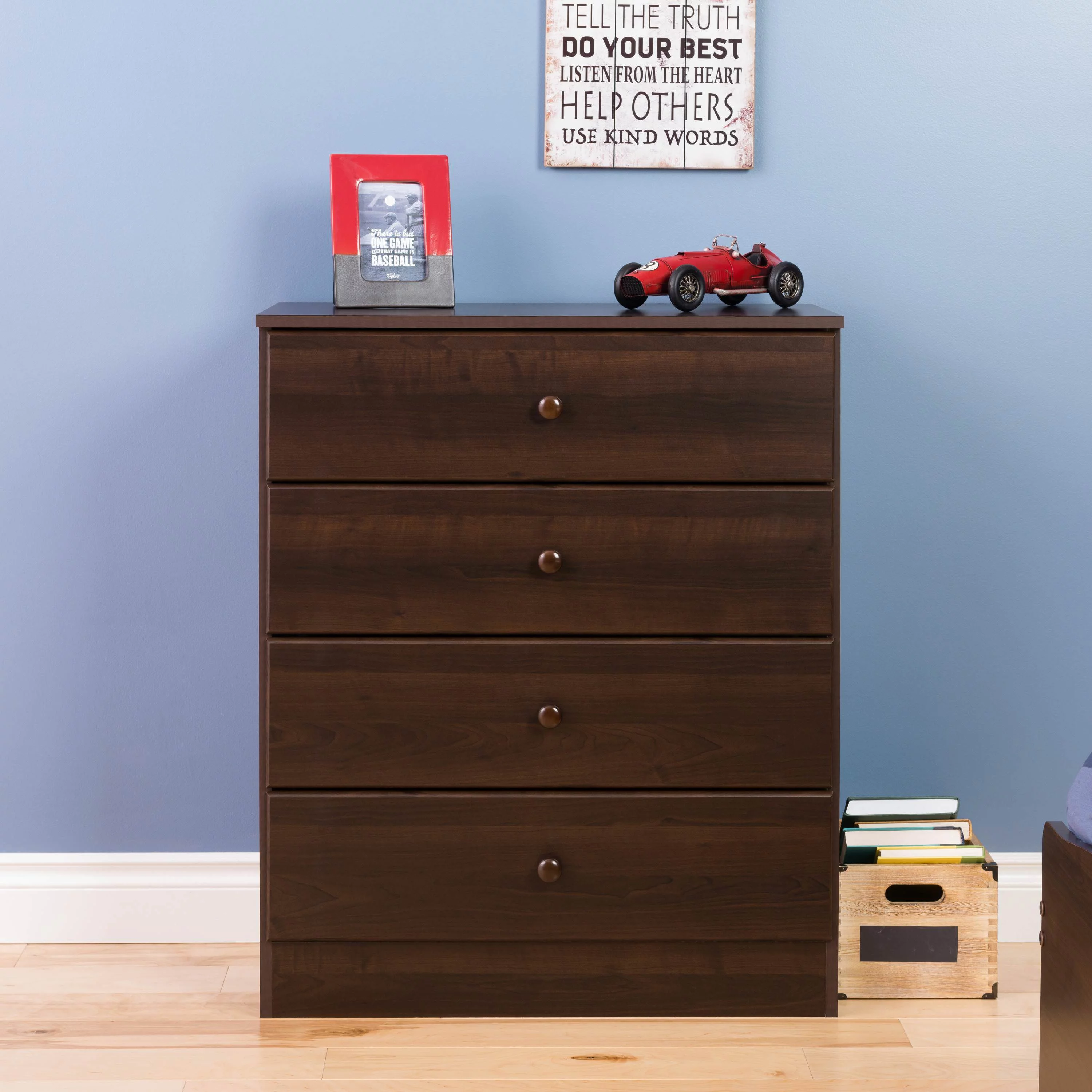 Prepac Astrid Modern 4-Drawer Vertical Dresser, Espresso - Womvr