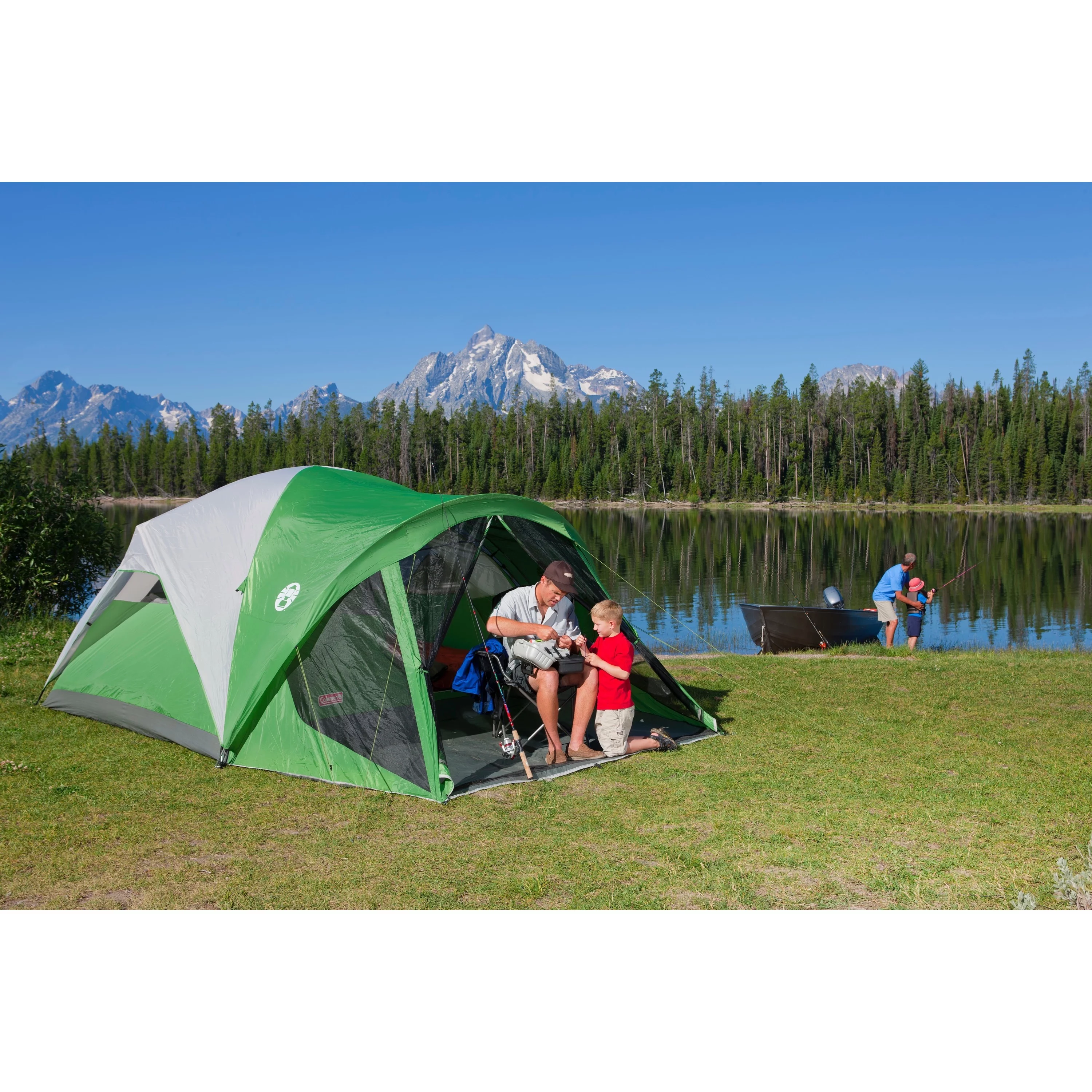 Coleman Evanston 6-Person Dome Tent with Screen Room, 2 Rooms, Green - Womvr