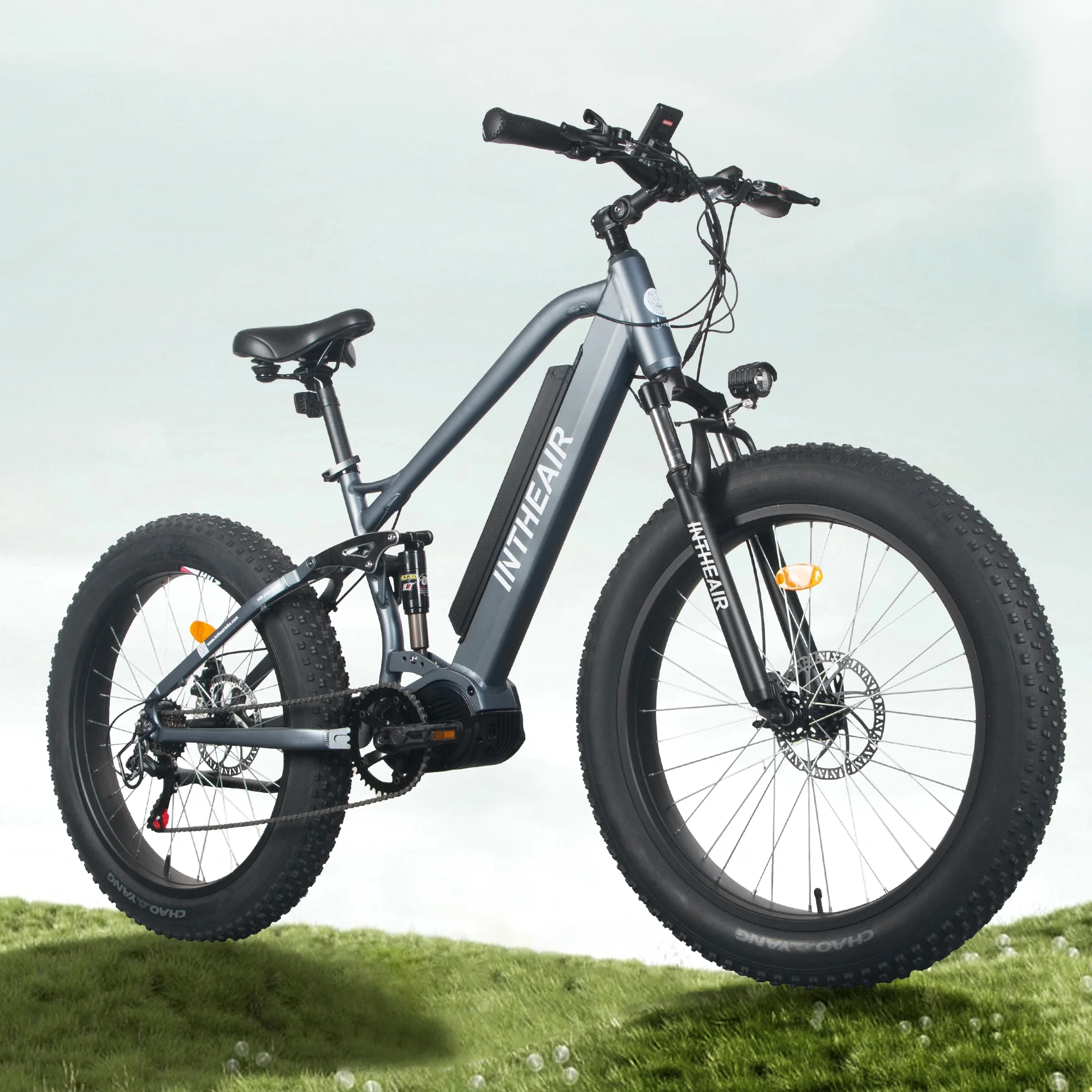 Z9 Model 26'' Fat Tire Electric Bike Commute Electric Bike for Adults Removable Battery 7 Speeds 750W Bafang Mid Motor Ebike Gray - Womvr