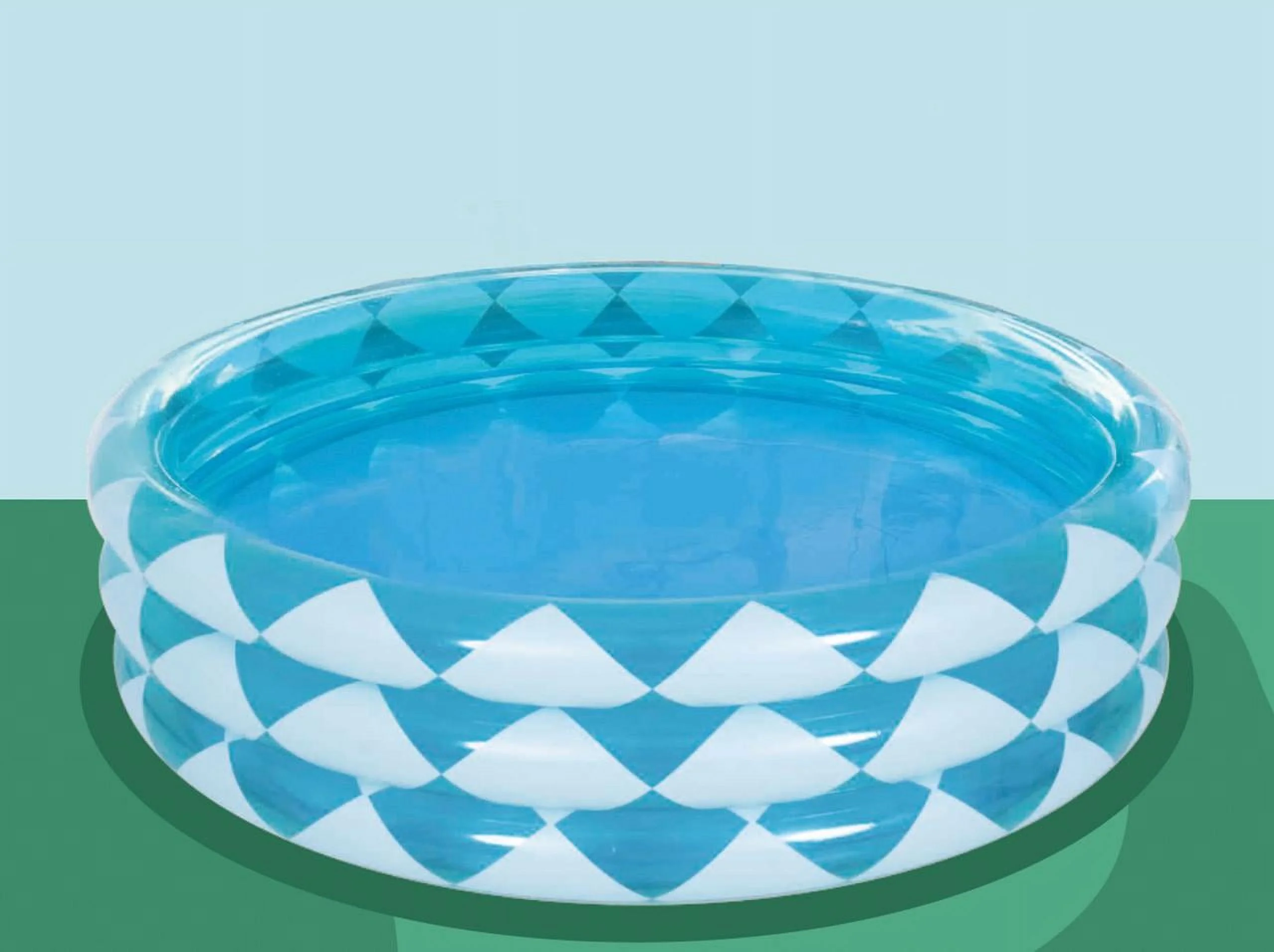 SunClub 63” Blue Soft-Sided Round 3-Ring Checker Print Inflatable Kiddie Pool, 6 & up - Womvr