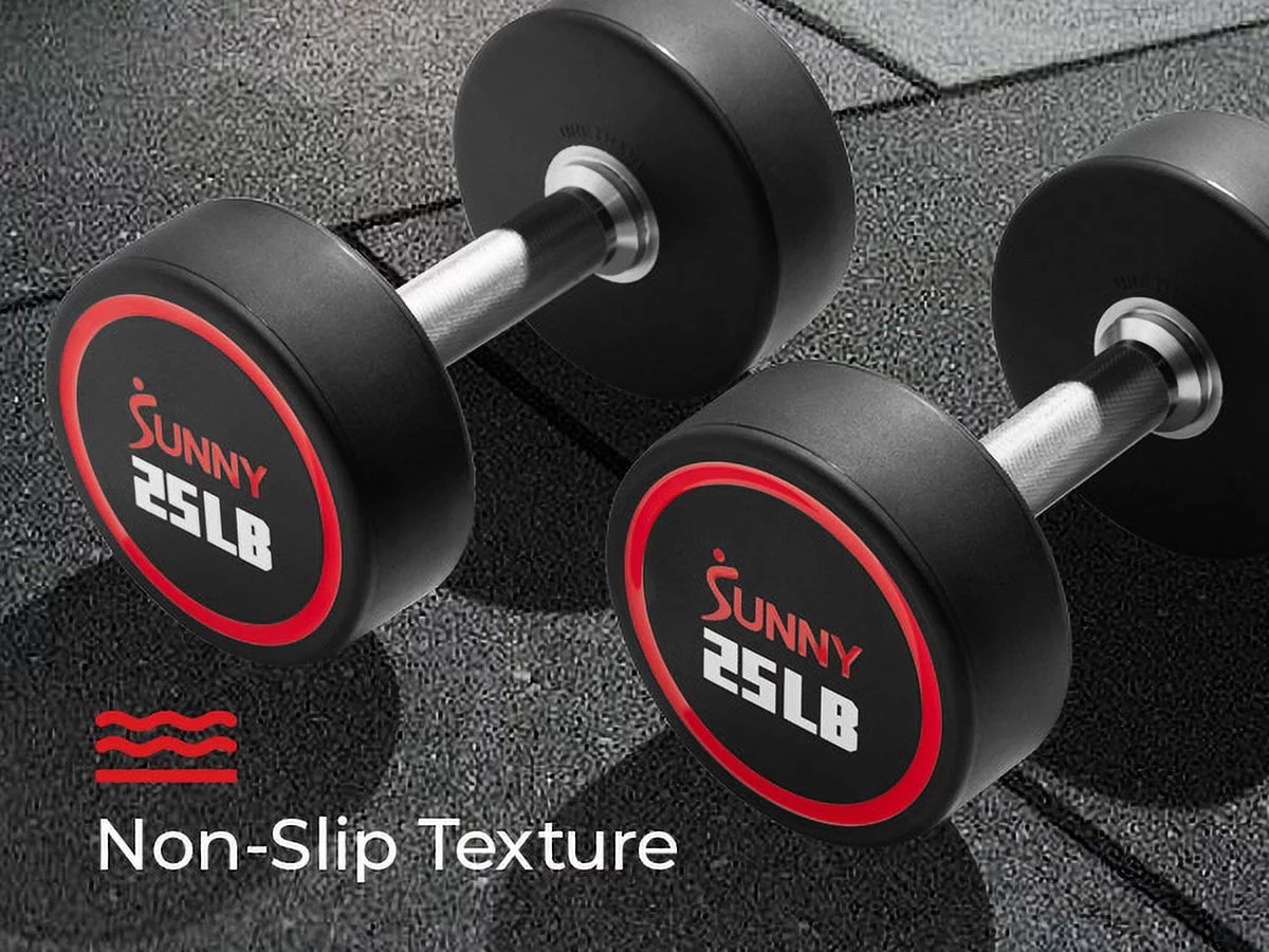 Sunny Health & Fitness Signature Style Polyurethane Round Dumbbells 5-Pound (Pair) �C SF-DB02-5 - Womvr