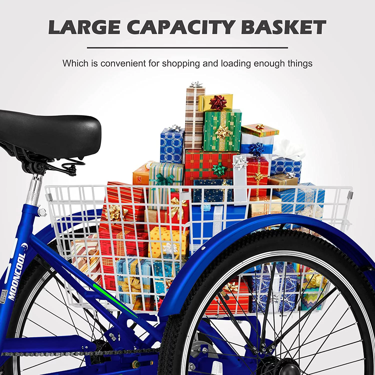 MOONCOOL Adult Tricycles, 3 Wheel 7 Speed Trikes, 20/24/26 inch Adult Trikes 3 Wheeled Bike with Basket for Seniors, Women, Men - Womvr