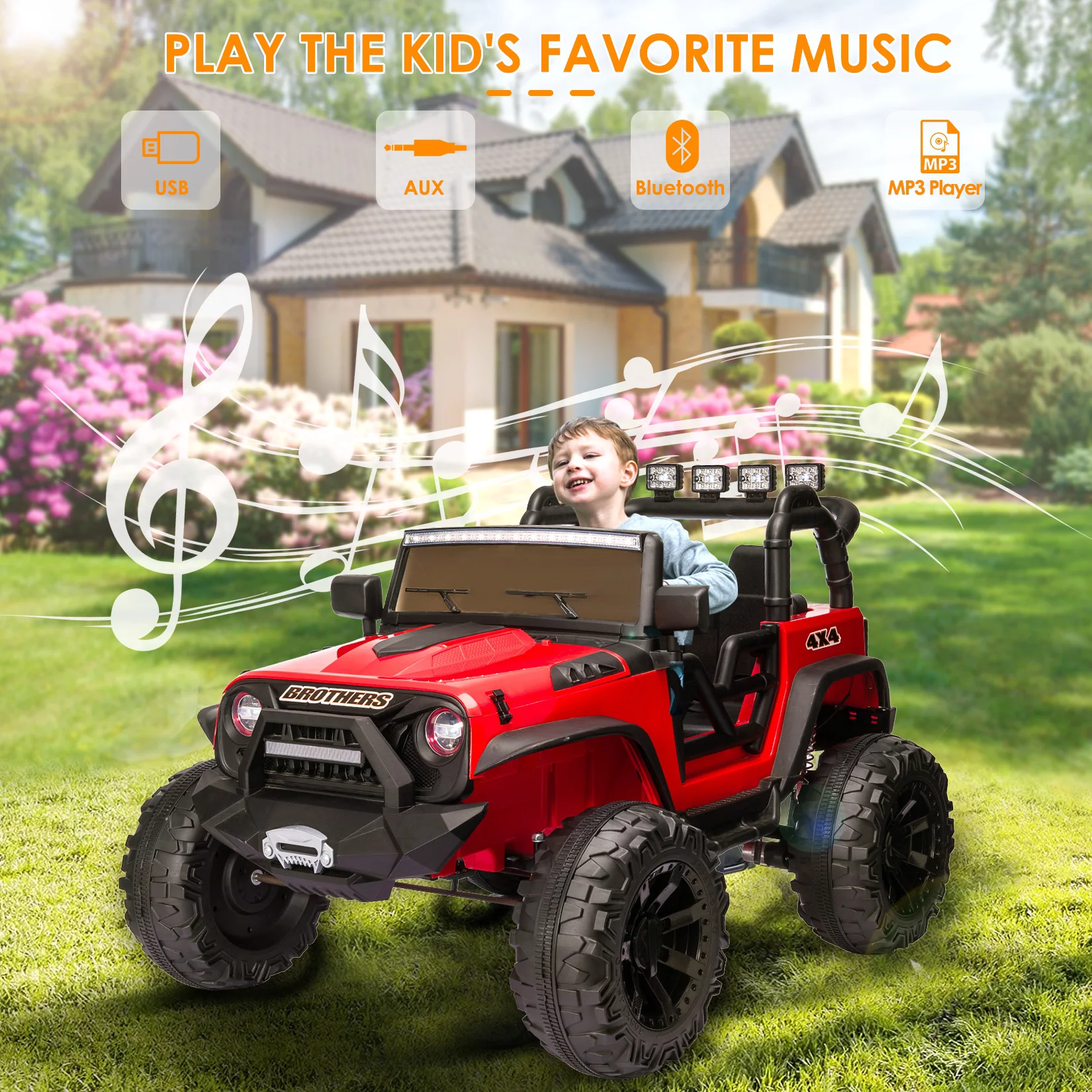 VIBESPARK Ride on Truck, 24V 9AH Electric Battery Powered Toy Car, 2 Seater Kids Ride on Car w/ Parent Remote Control, Full-Metal Suspension, Bluetooth Music, LED Light Control, Ride on Toys for Gift - Womvr