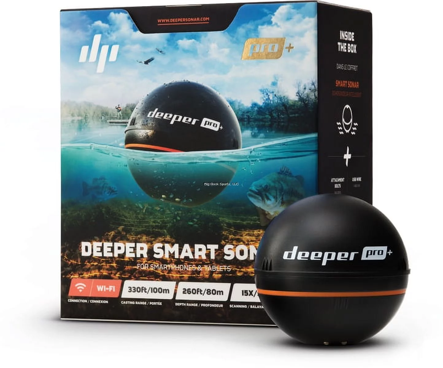 Deeper PRO+ Smart Sonar Castable and Portable WiFi Fish Finder with Gps for Kayaks and Boats on Shore Ice Fishing Fish Finder… - Womvr