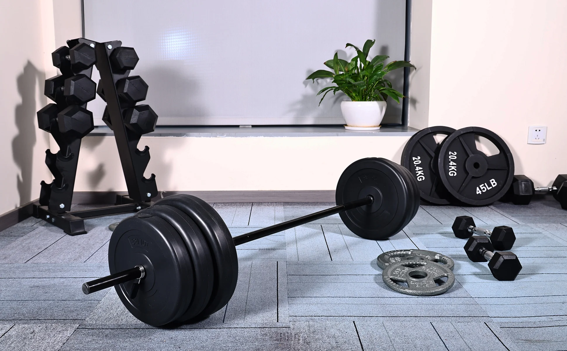BalanceFrom Vinyl Standard Weight Set in Black, 100 lbs. - Womvr
