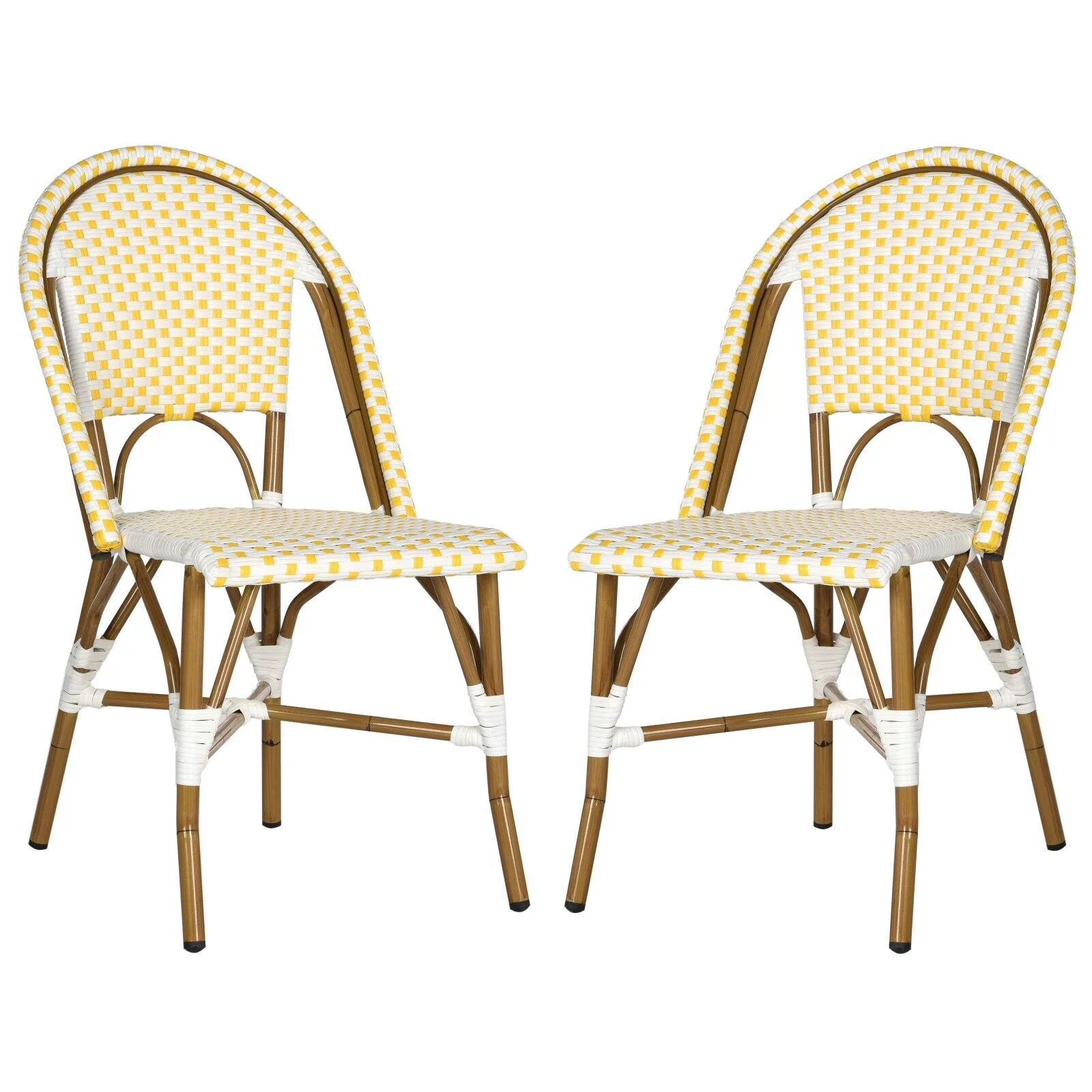 SAFAVIEH Salcha Outdoor French Bistro Side Chair, Blue/White, Set of 2 - Womvr