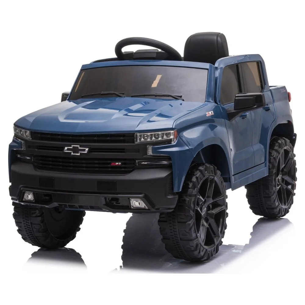 Chevrolet Silverado 12V Powered Ride on Cars for Kids, Remote Control, LED Light, MP3 Player, Electric Ride on Toys Truck for Boys Girls Gifts, White - Womvr