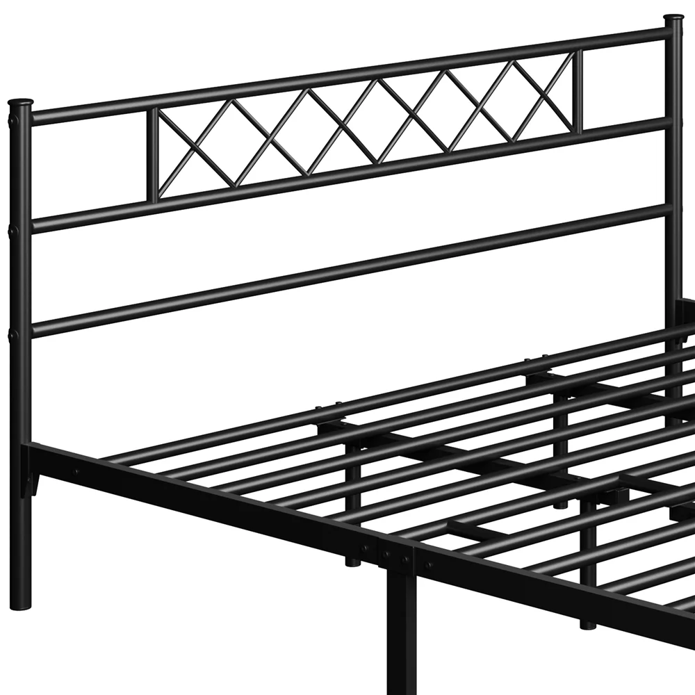 Topeakmart Twin Metal Bed Frame with Crisscross Headboard & Footboard, White - Womvr