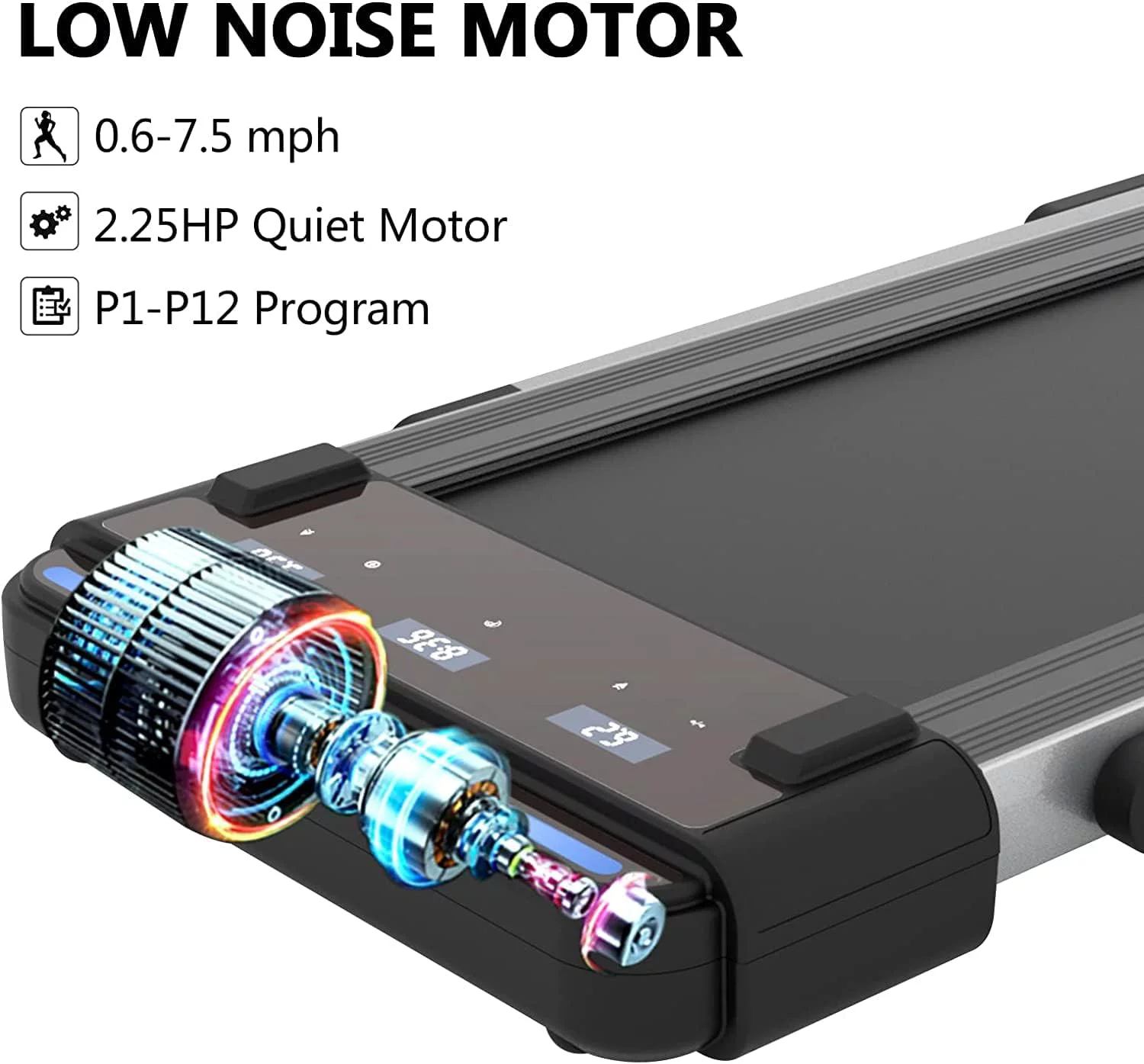 Under Desk Treadmill 2 in 1 Folding Portable Treadmill, Walking Treadmill 2.25HP, Under Desk Electric Treadmill with Remote APP Control LED Display Phone Holder No Needed Assembly for Home & Gym - Womvr