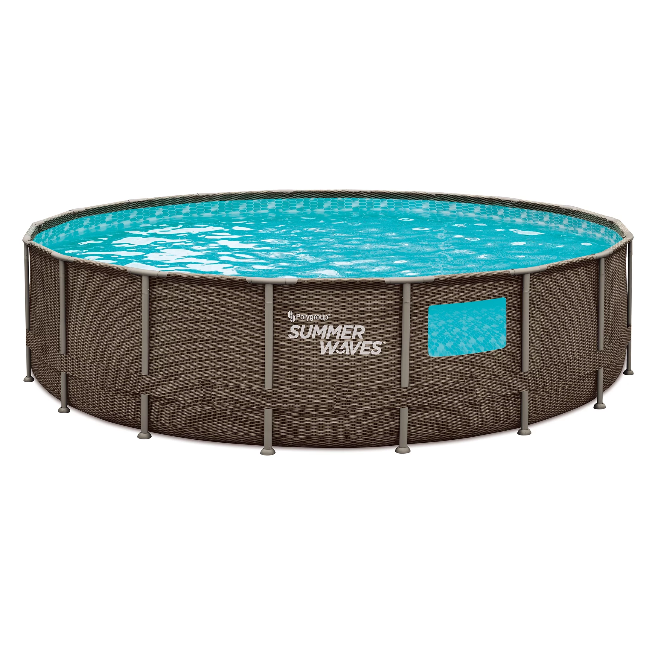 Summer Waves 18 ft Dark Double Rattan Crystal Vue Elite Frame Pool, Round, Ages 6+, Unisex - Womvr
