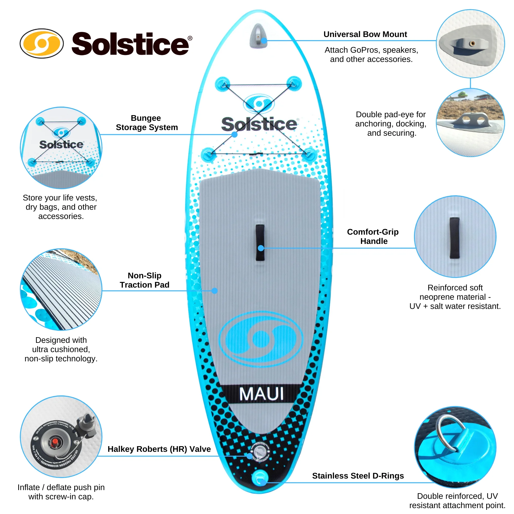Solstice Watersports Islander Inflatable Stand-Up Paddle Board Kit (11'2 x 31'' x 6'') - Womvr