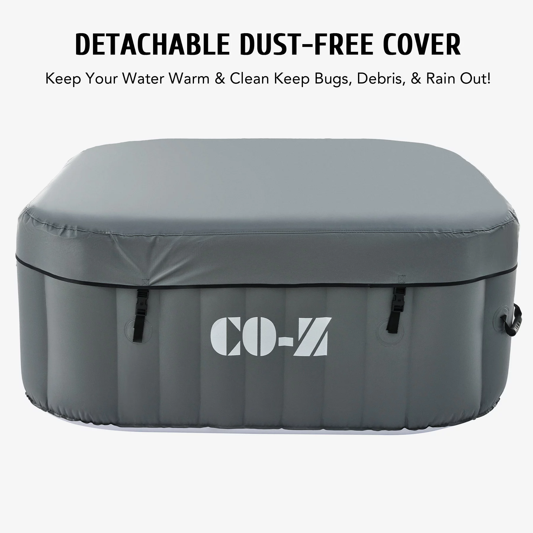 CO-Z 4-6 Person 7' Blow-Up Hot Tub with 130 Air Jets Cover Electric Pump Portable Pool, Gray - Womvr
