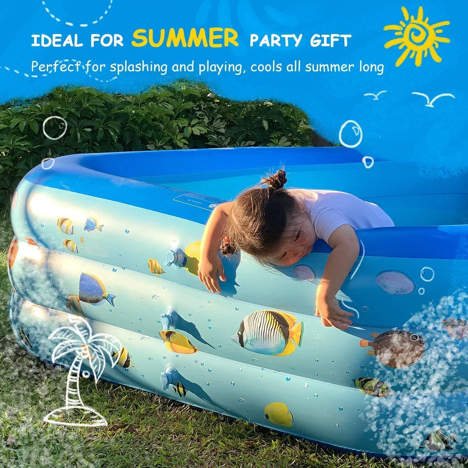 Elemore Home Inflatable Pool, 9.83 x 6 x 1.83 ft Family Swimming Pools for Kids, Toddlers, Infant, Adult, Rectangular, Thickened - Womvr
