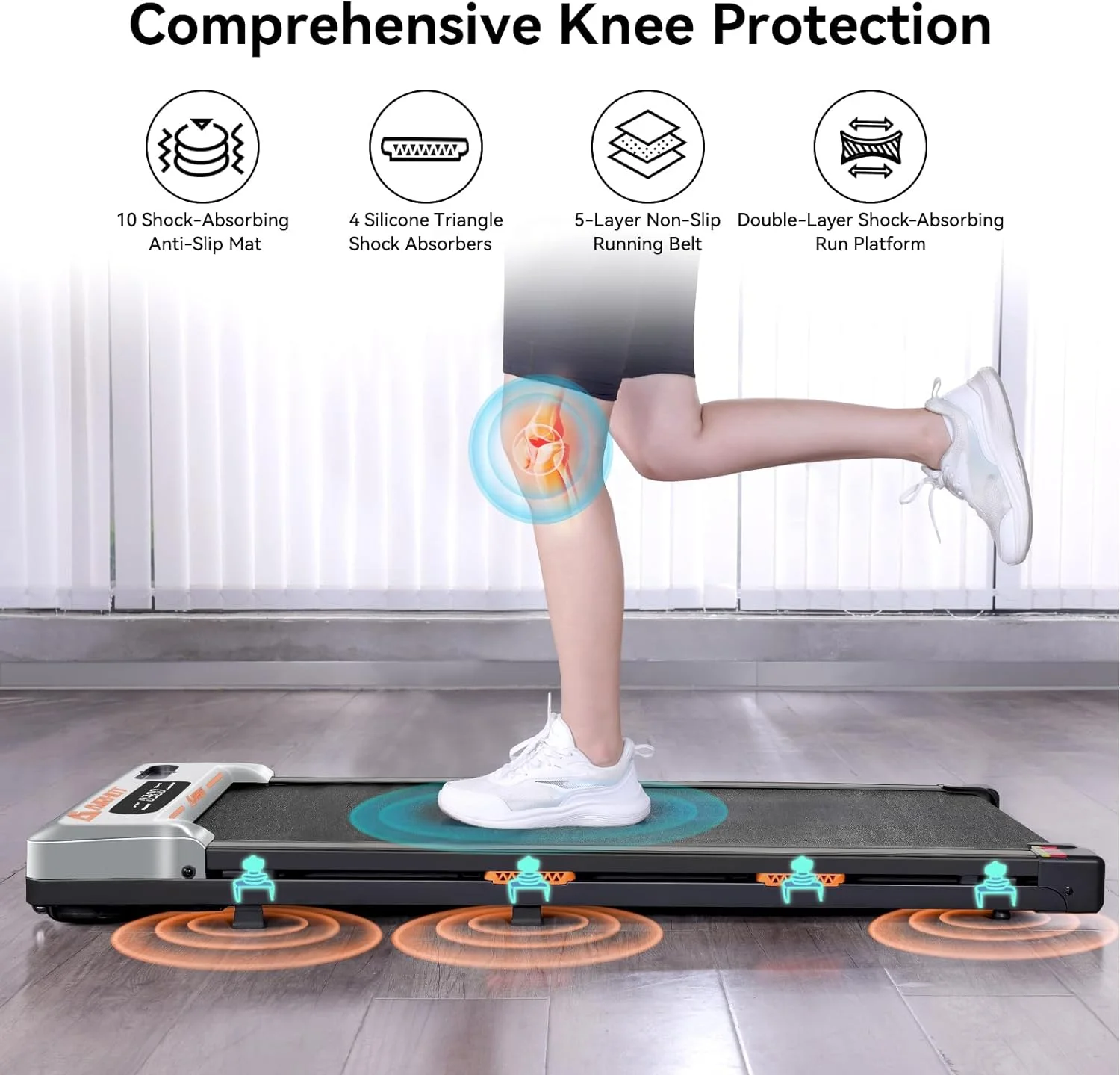 CoolHut 2.5Hp Walking Pad, Walking Area 2 in 1 Under Desk Treadmill,300lb Walking Treadmill with Remote Control and LED Display, Quiet, Compact & Small Treadmill for Home & Office, Black - Womvr