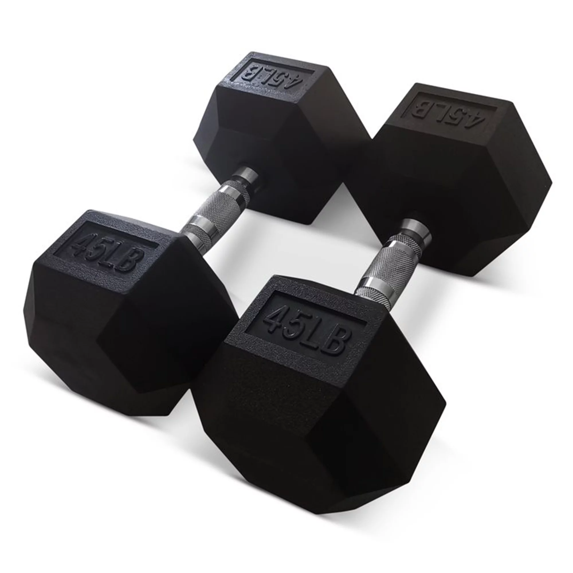 HolaHatha Iron Hexagonal Cast Exercise Dumbbell Free Weight Pair, 45 Pounds - Womvr