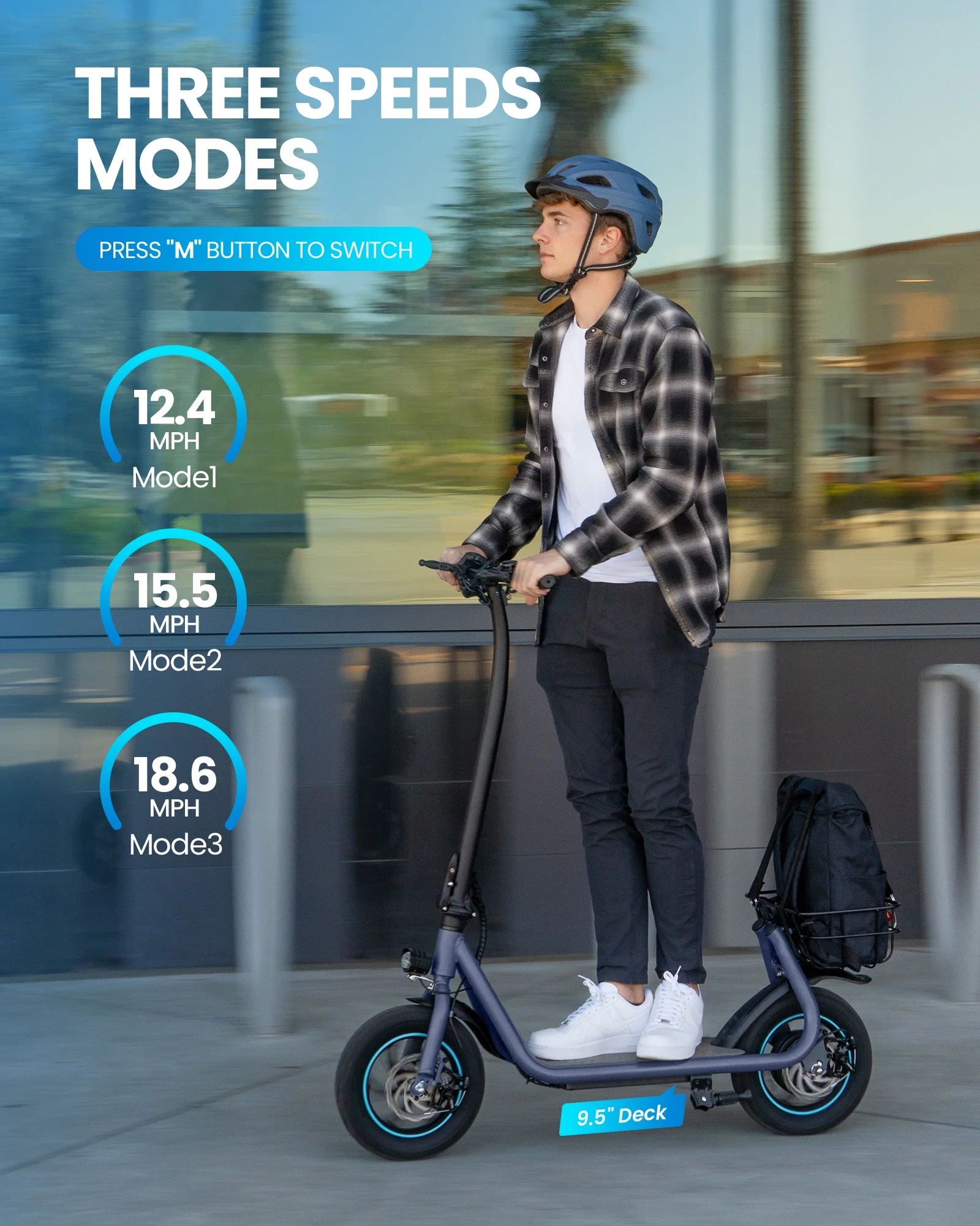 Kistp 550W Electric Scooter for Adults, 12 inch Commuter Electric Scooter with Basket and Wide Deck - up to 20 Miles 18.6MPH-Blue - Womvr