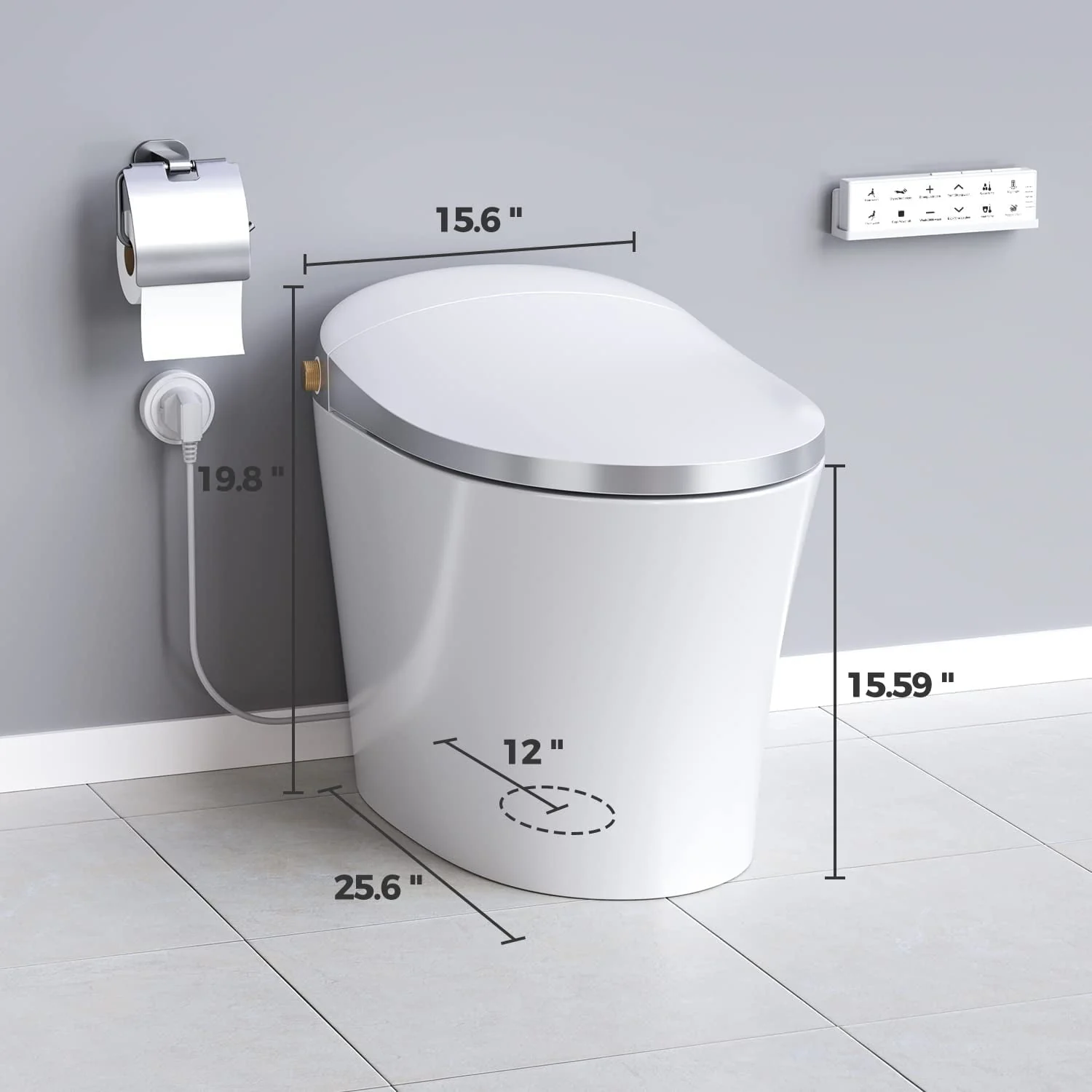 Horow Smart Toilet with Heated Seat, Automatic Power Flush Tankless,Ceramic One Piece Toilets for Bathroom - Womvr