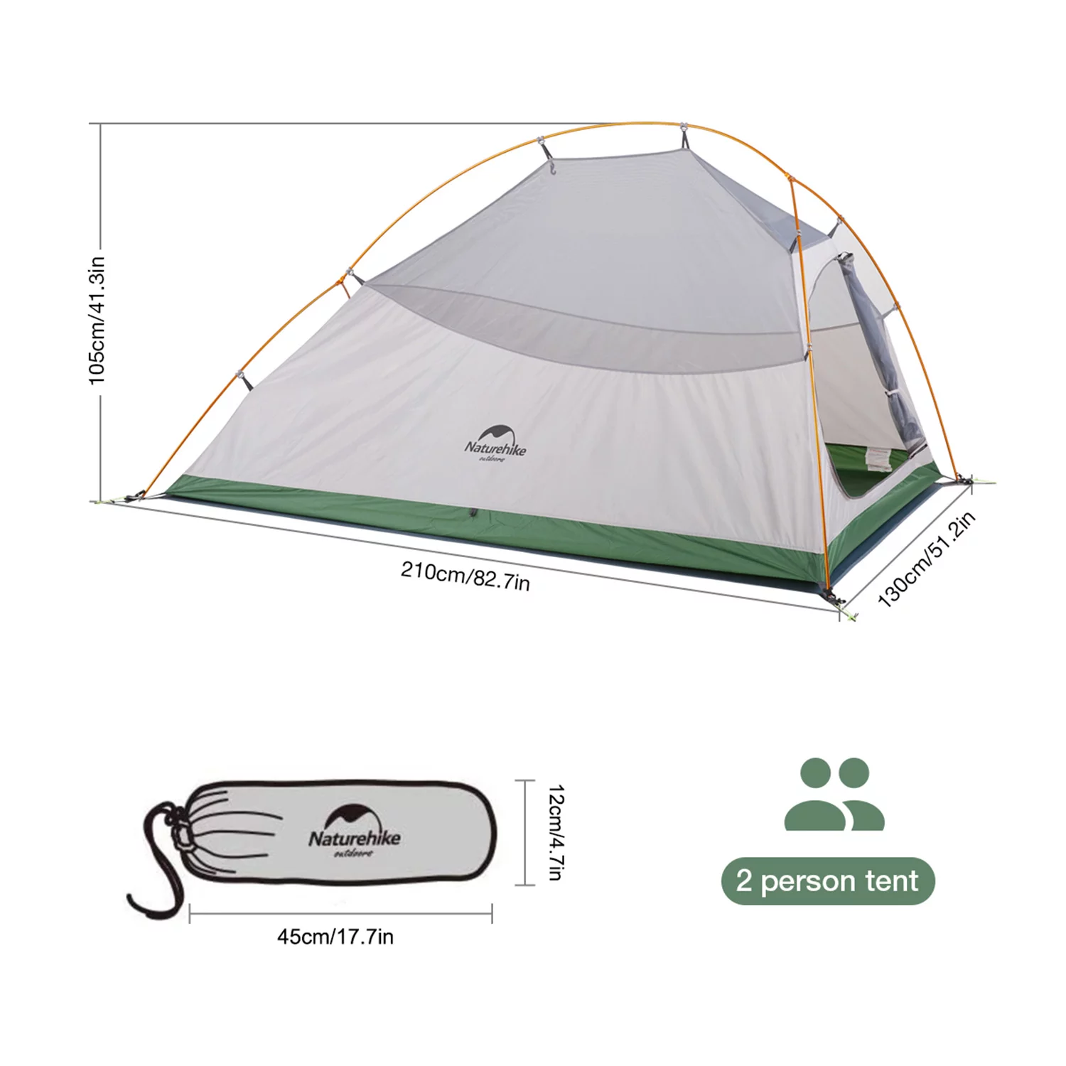Naturehike Cloud-Up 1/2/3 Person Backpacking Tent Lightweight Waterproof - Womvr