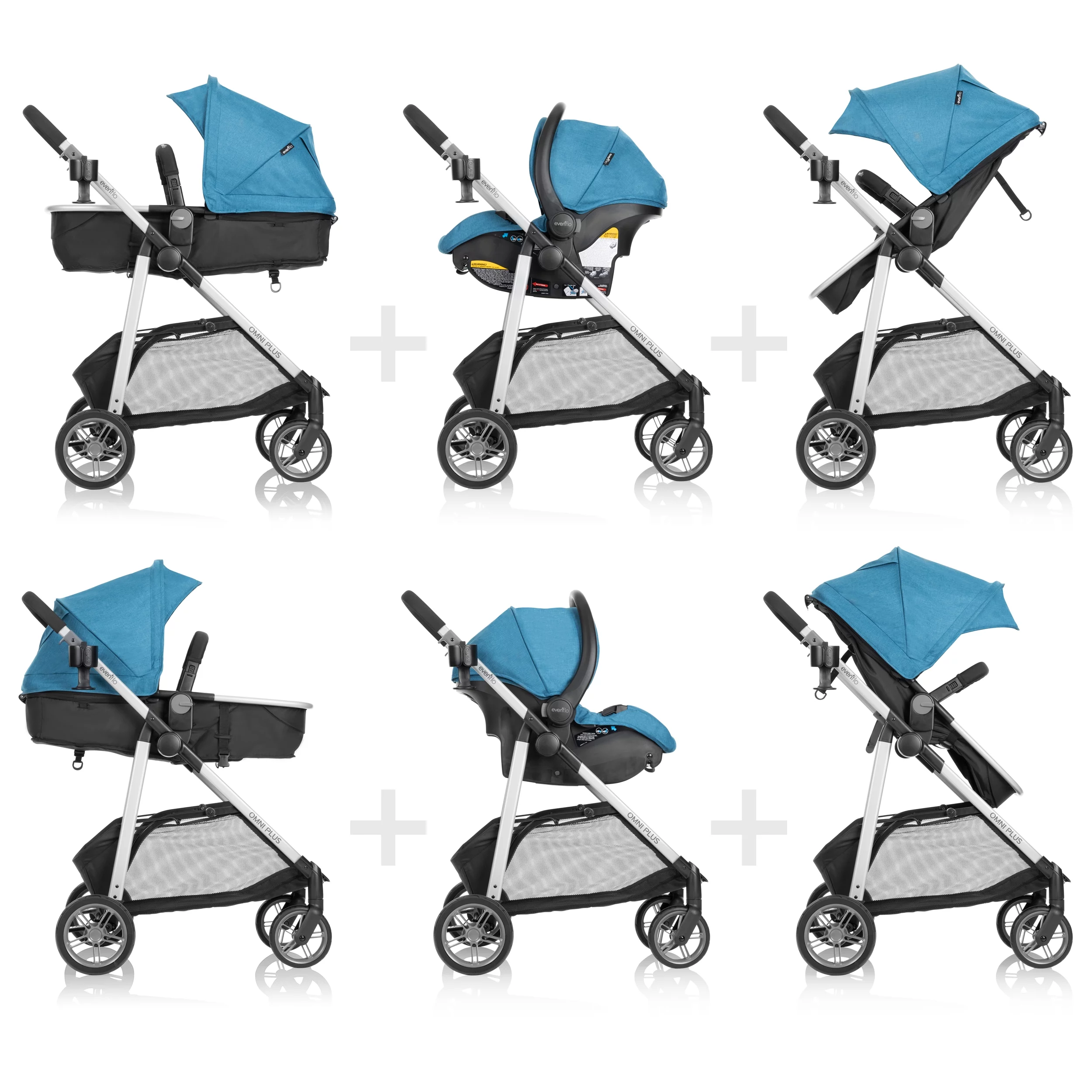 Evenflo Omni Plus Modular Travel System with LiteMax Sport Infant Car Seat, Mylar Gray, Unisex - Womvr