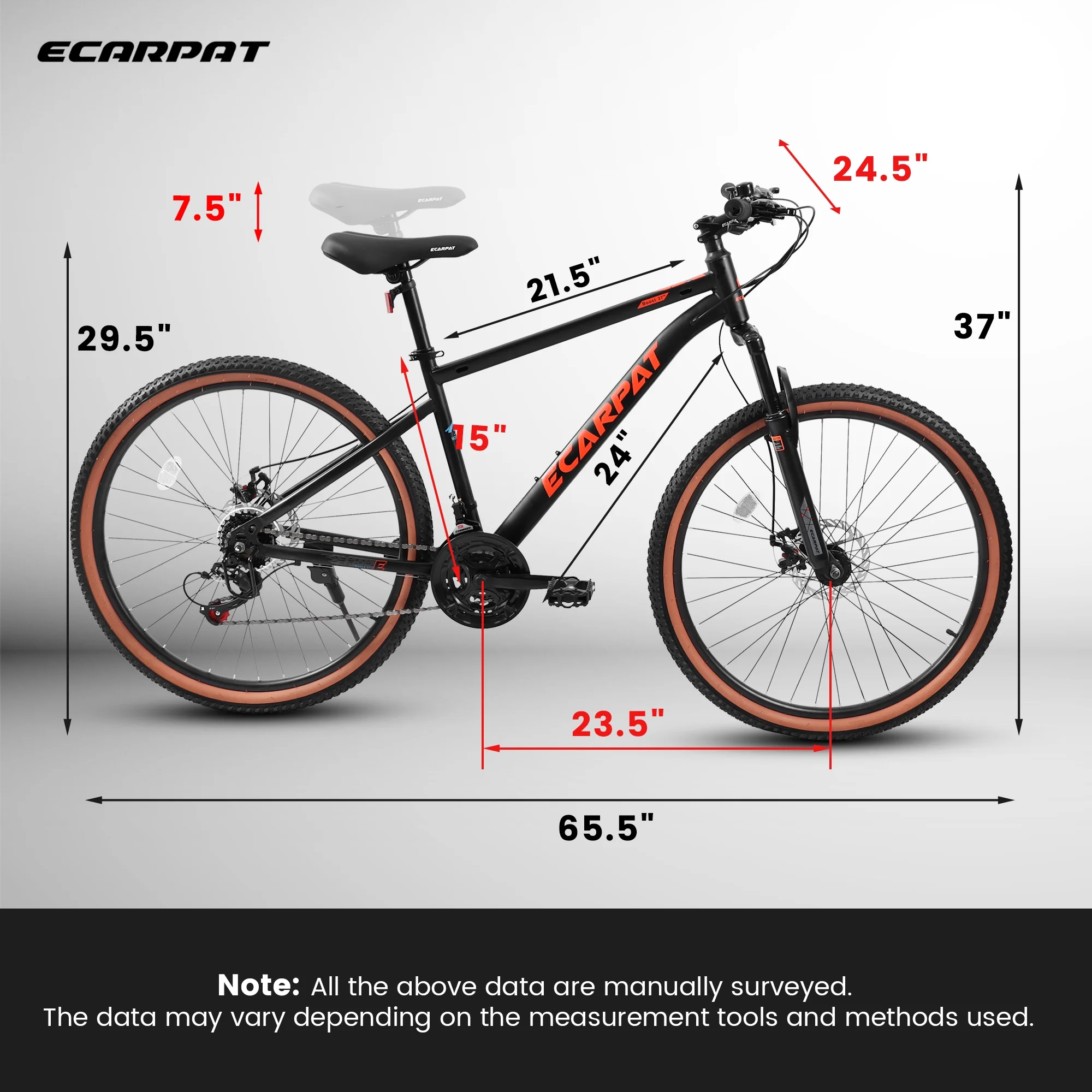 CIYOYO 24 inch Mountain Bike Bicycle for Adults, Shimano 21-Speed Bike with Disc Brake Thumb Shifter, Black - Womvr