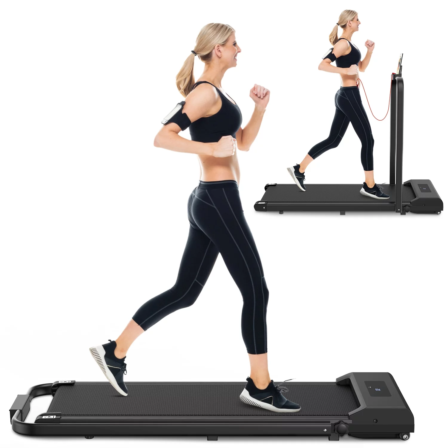 Home Fitness Code Treadmills for Home, Ultra Slim Under Desk Treadmill for Home/Office, No Assembly Required, Black - Womvr