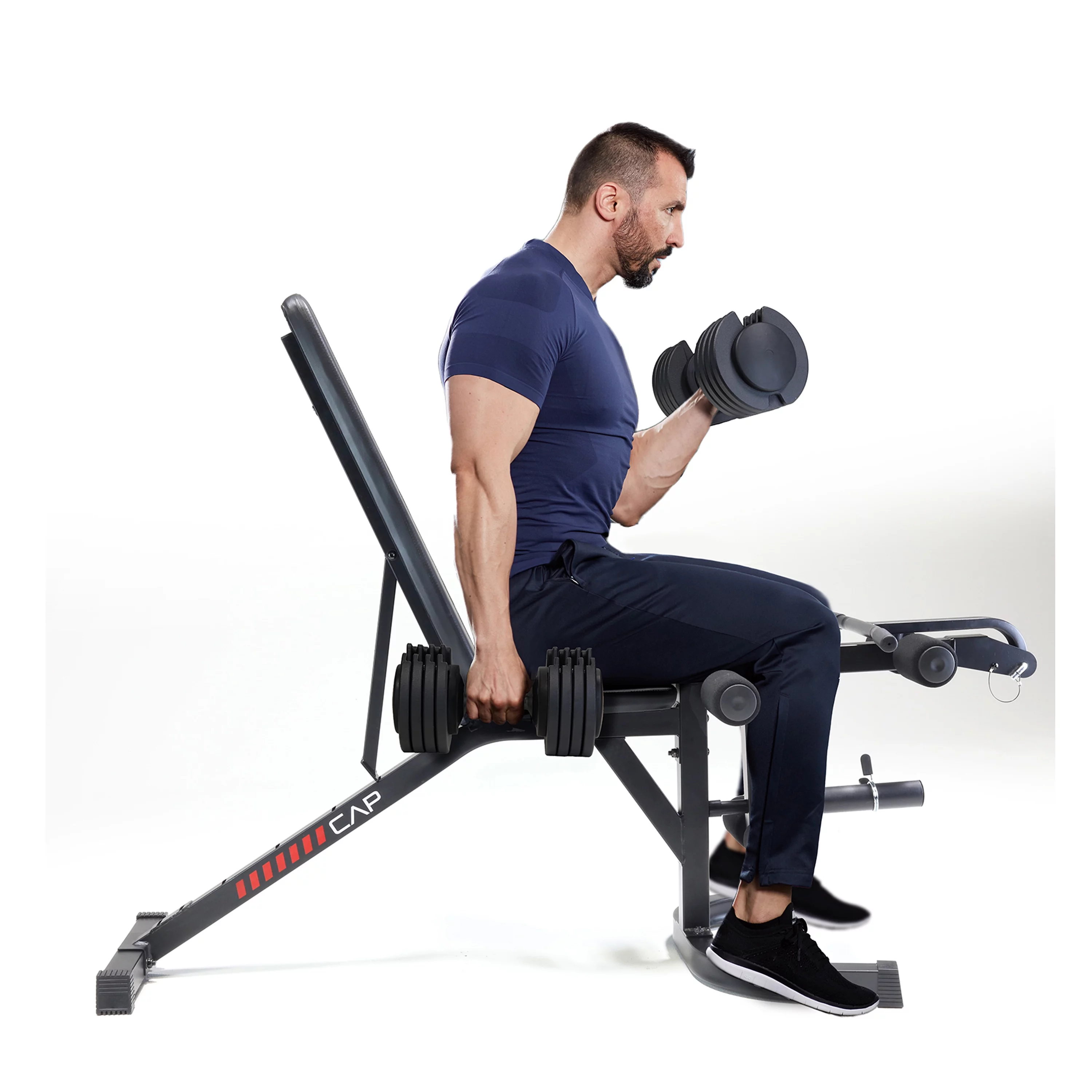CAP Deluxe Adjustable Utility Weight Bench with Preacher Curl and Leg Press Attachment - Womvr