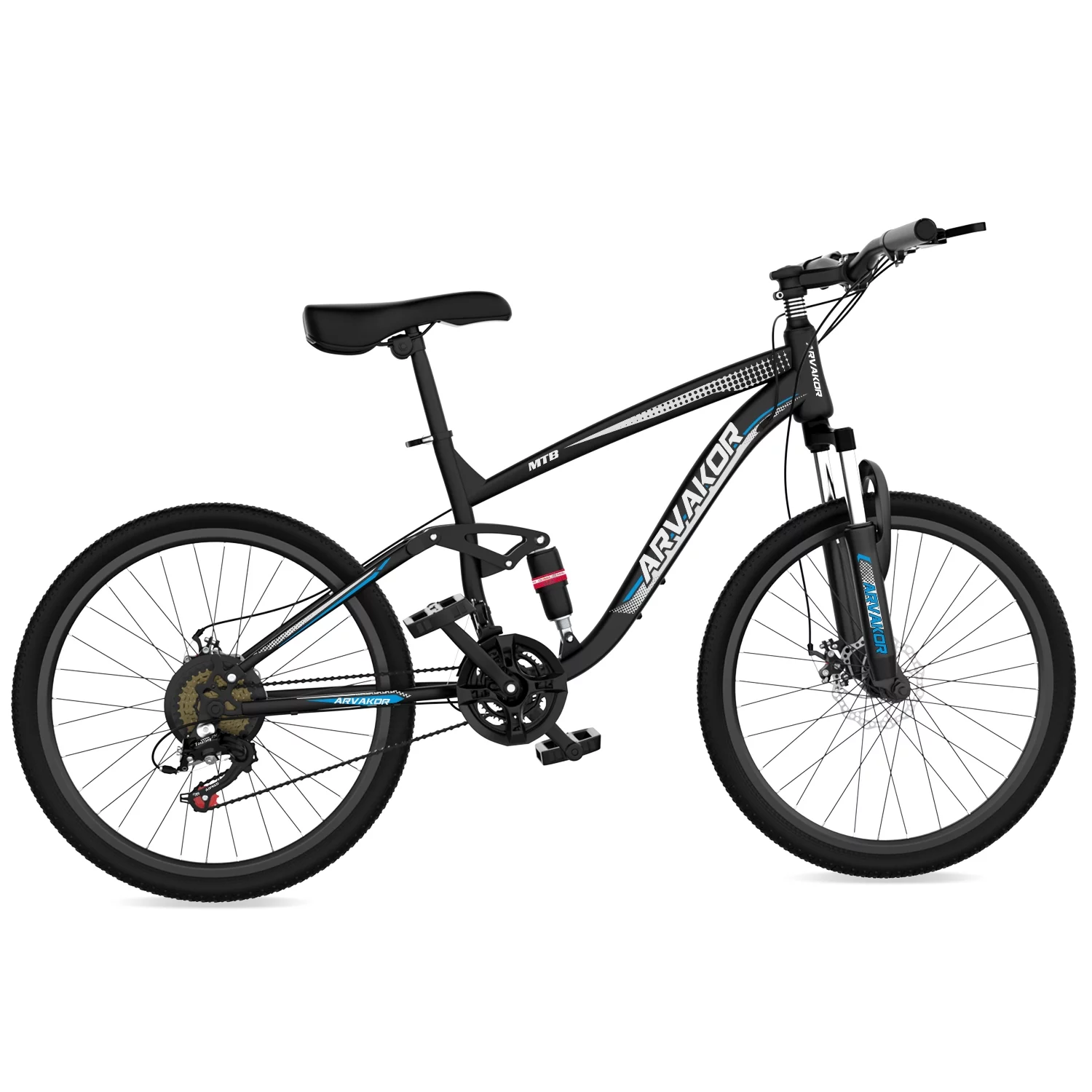 ARVAKOR 26'' Mountain Bikes for Men, 21 Speeds, Double Disc Brake, Gray - Womvr