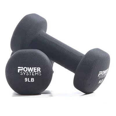 Power Systems Premium Neoprene Coated Dumbbell, Black, Pair, 8 lb - Womvr