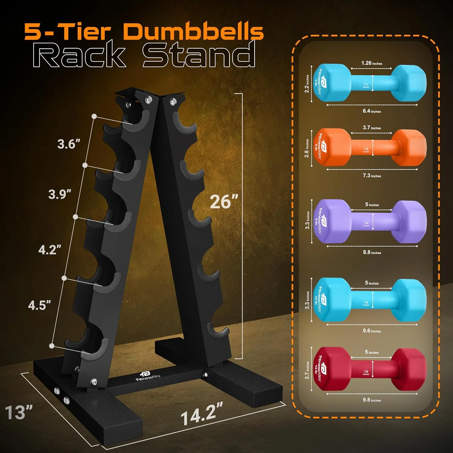 Fitness Alley Neoprene Workout Dumbbells - Non Slip, Anti Roll Exercise & Fitness Dumbbells Combo - Hex Shaped Hand weights for Men & Women(2, 4, 6, 8, & 10lb Dumbbells) - Womvr