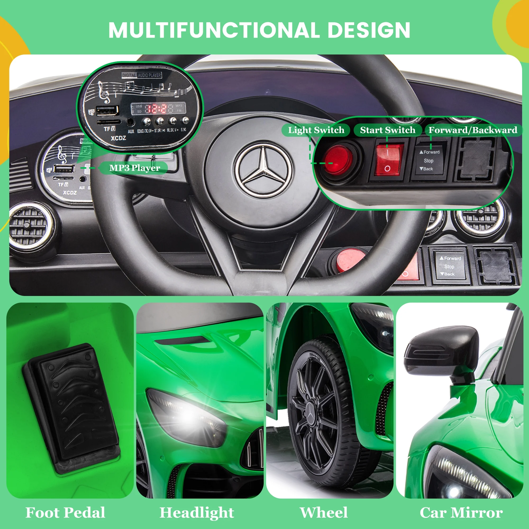 Seizeen 12V Kids Ride On Cars Battery Powered, Lamborghini Ride on Toy w/ Remote Control, 3 Speeds, Music Player, Ride On Cars for Kids As Best Gift for Girls Boys, Pink - Womvr