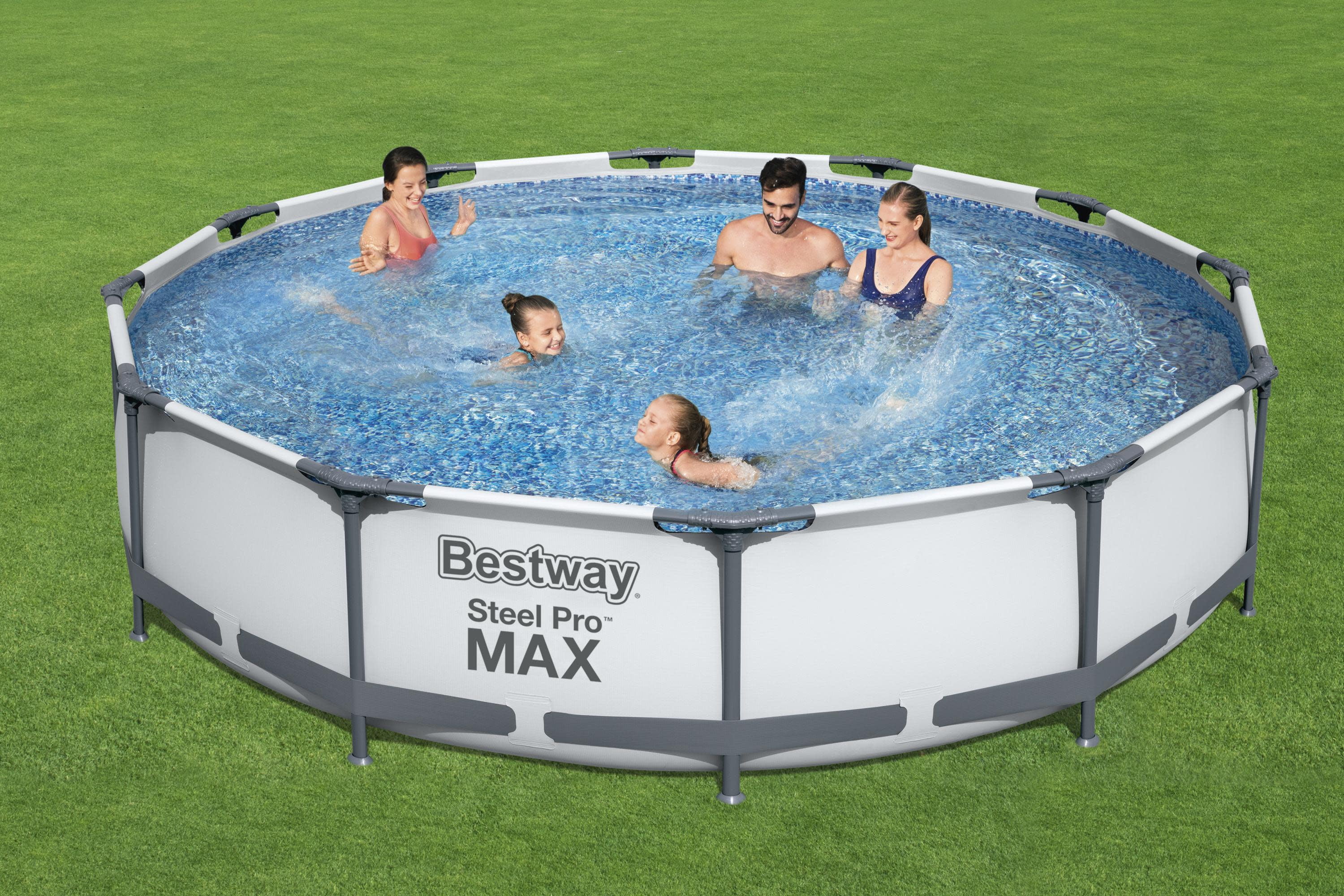 Bestway 56061US 12-Foot by 30-inch Steel Pro Round Frame Swimming Pool Set - Womvr