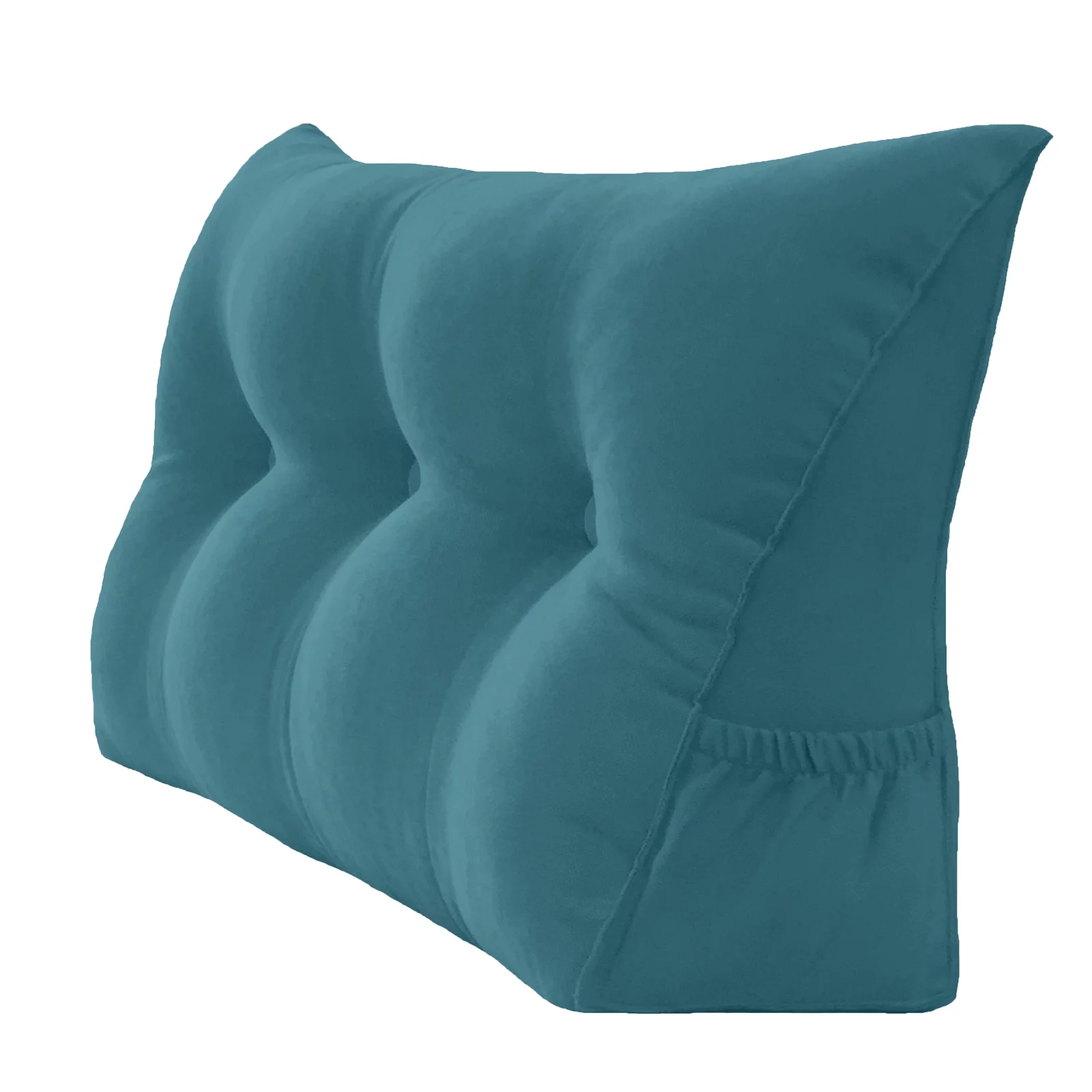 PEACHWELL Triangular Reading Bed Rest Pillow Large Bolster Cushion Headboard Backrest Wedge Pillow with Removable Cover and Two Large Side Pockets Teal Twin 39 Inches - Womvr