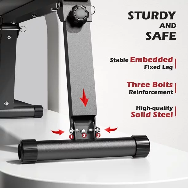 UPGO 600LBS Folding Flat Bench, Sturdy Lightweight and Space-saving Bench Press Flat Weight Bench, Easy to Assemble - Womvr