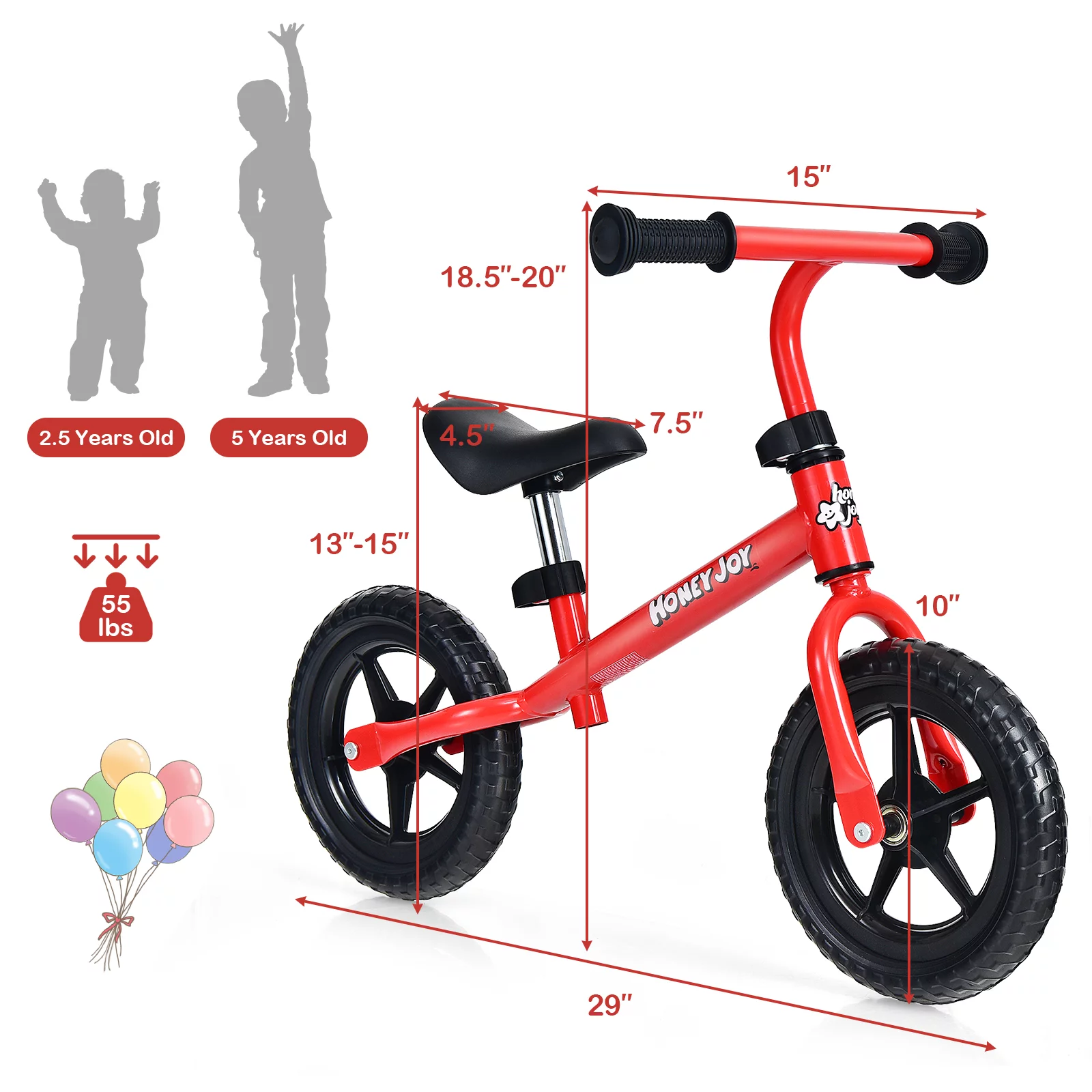 Infans Kids Balance Bike No Pedal Training Bicycle w/Adjustable Handlebar & Seat Yellow - Womvr