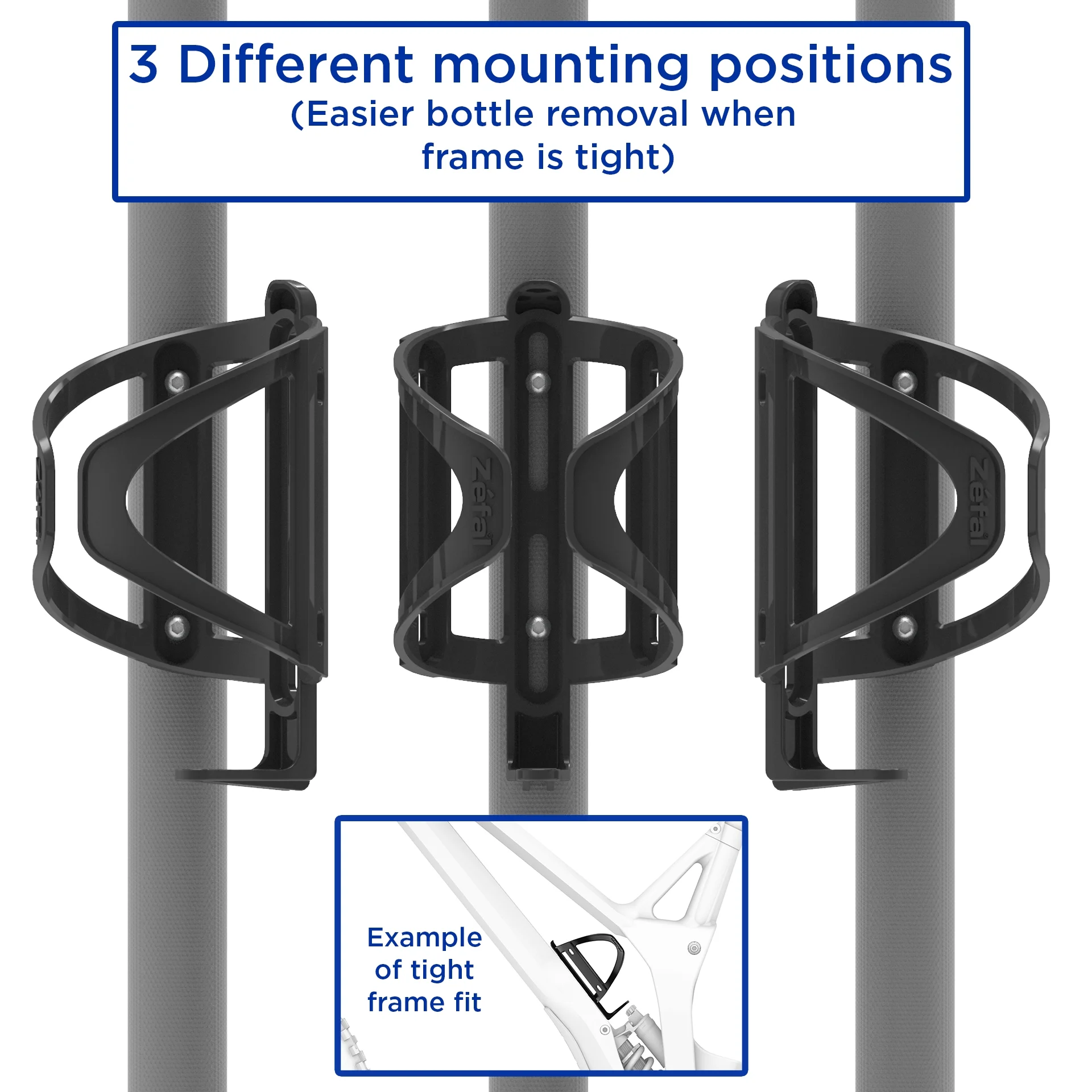 Zefal Pulse Universal Water Bottle Bike Cage (Multi-Position, Black) - Womvr