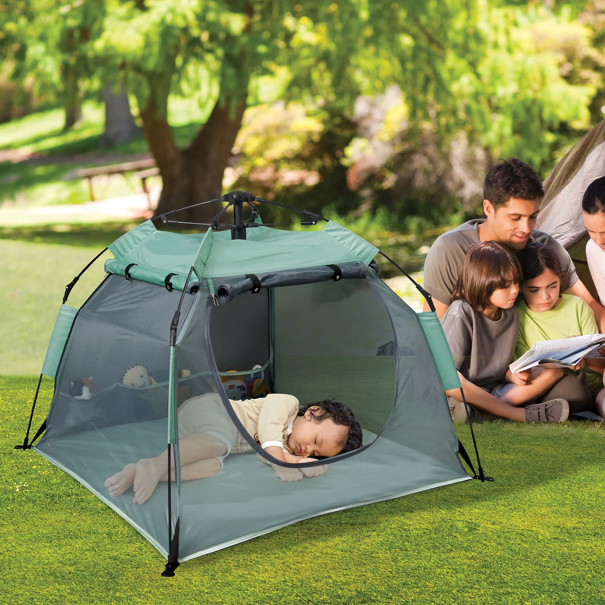 KidCo PeaPod Portable Kids Sleeping Travel Bed and Tent, Cranberry Red - Womvr