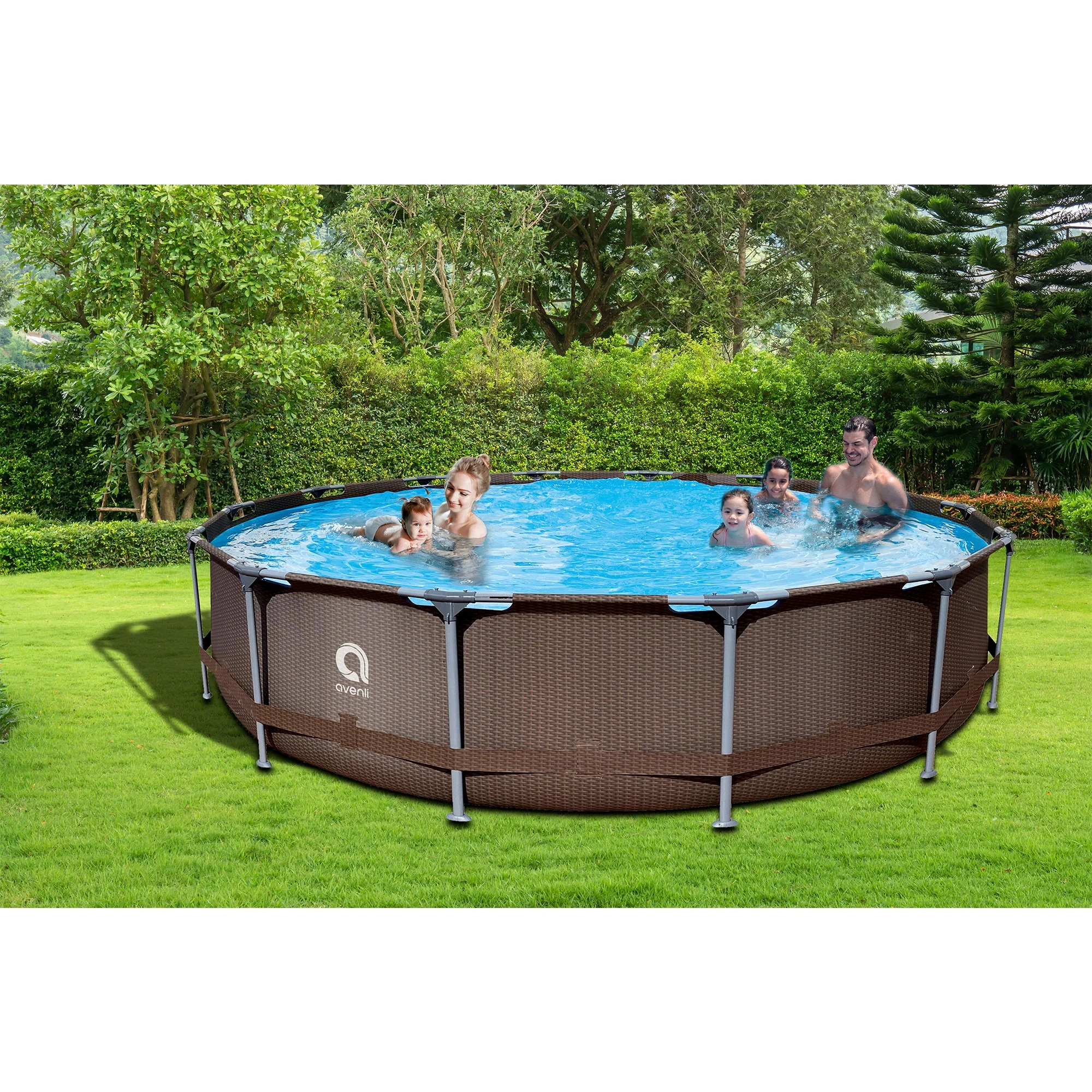 JLeisure Avenli 15 Foot x 33 Inch Steel Frame Above Ground Swimming Pool - Womvr