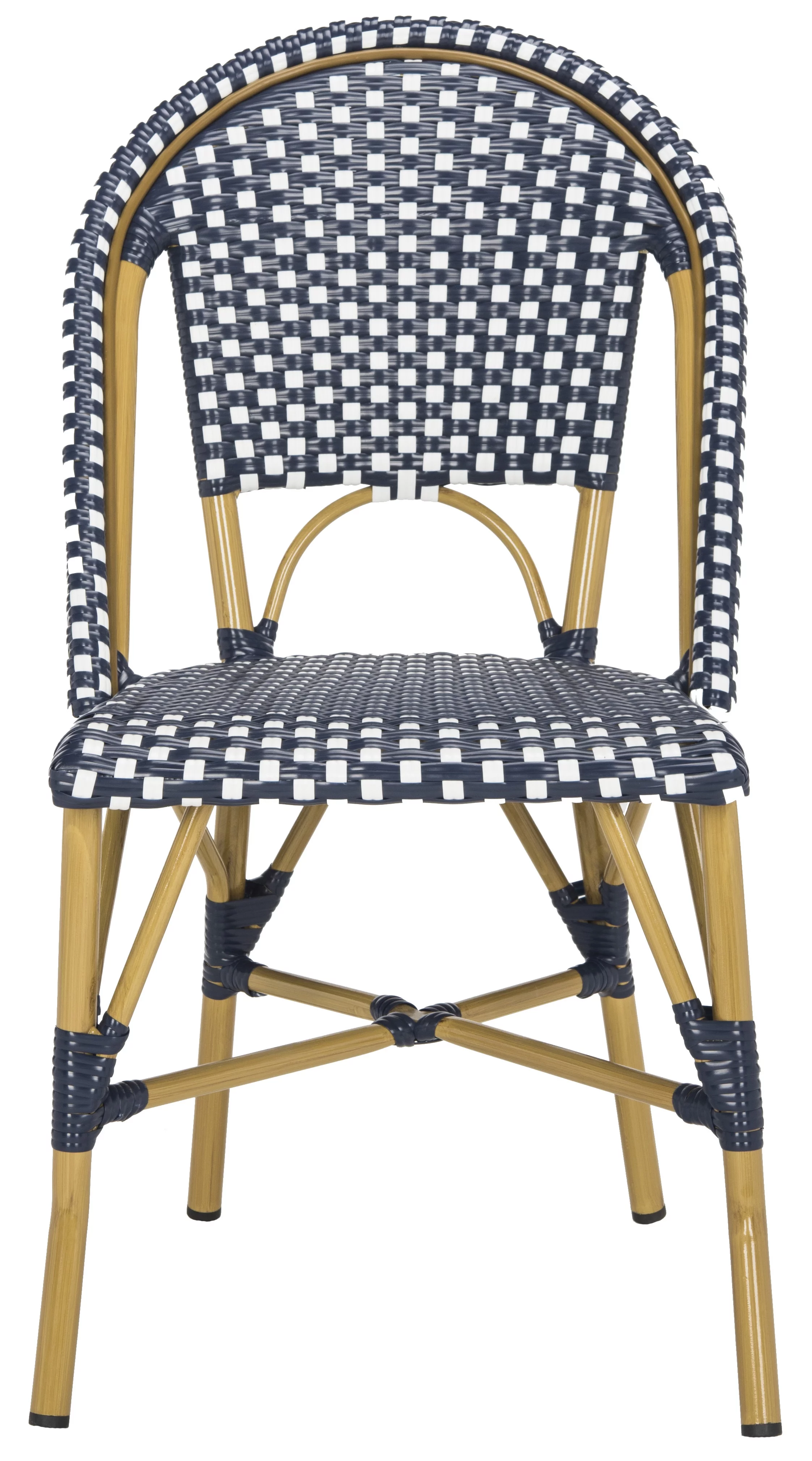 SAFAVIEH Salcha Outdoor French Bistro Side Chair, Blue/White, Set of 2 - Womvr
