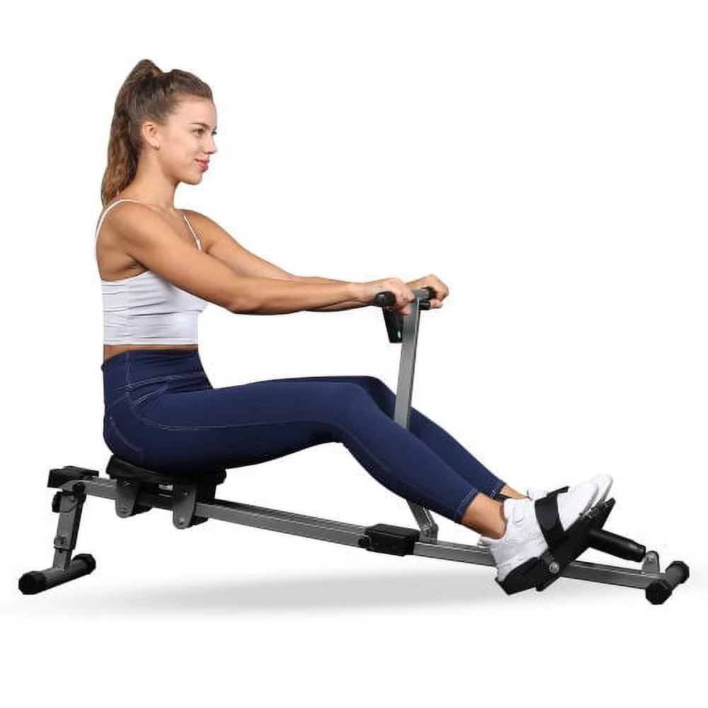 Clearance! Fitness Rowing Machine Rower Ergometer, with 12 Levels of Adjustable Resistance, Digital Monitor and 260 lbs of Maximum Load, Black - Womvr