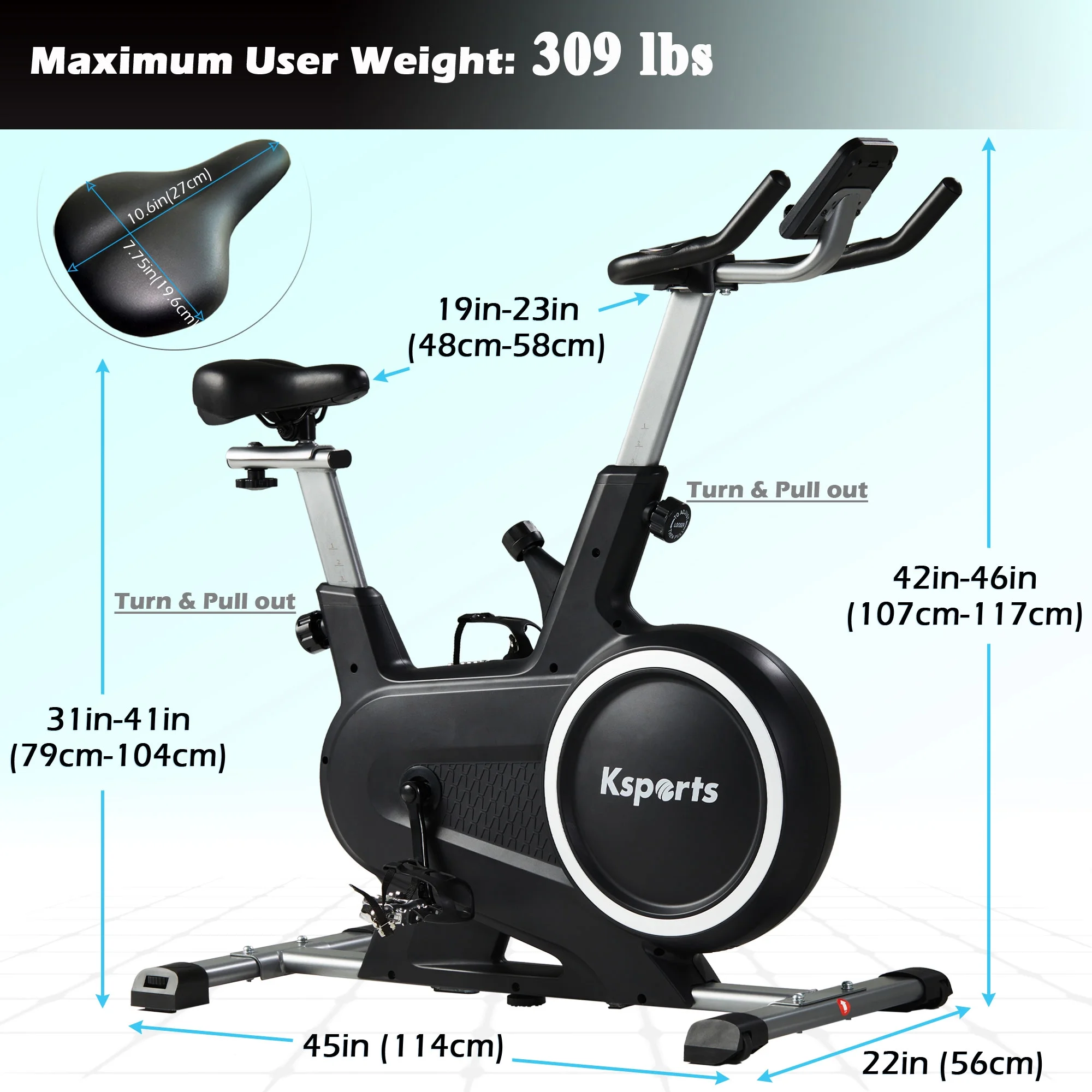 Ksports Wool Felt Resistance Exercise Bike with Ab Workout Function - Womvr