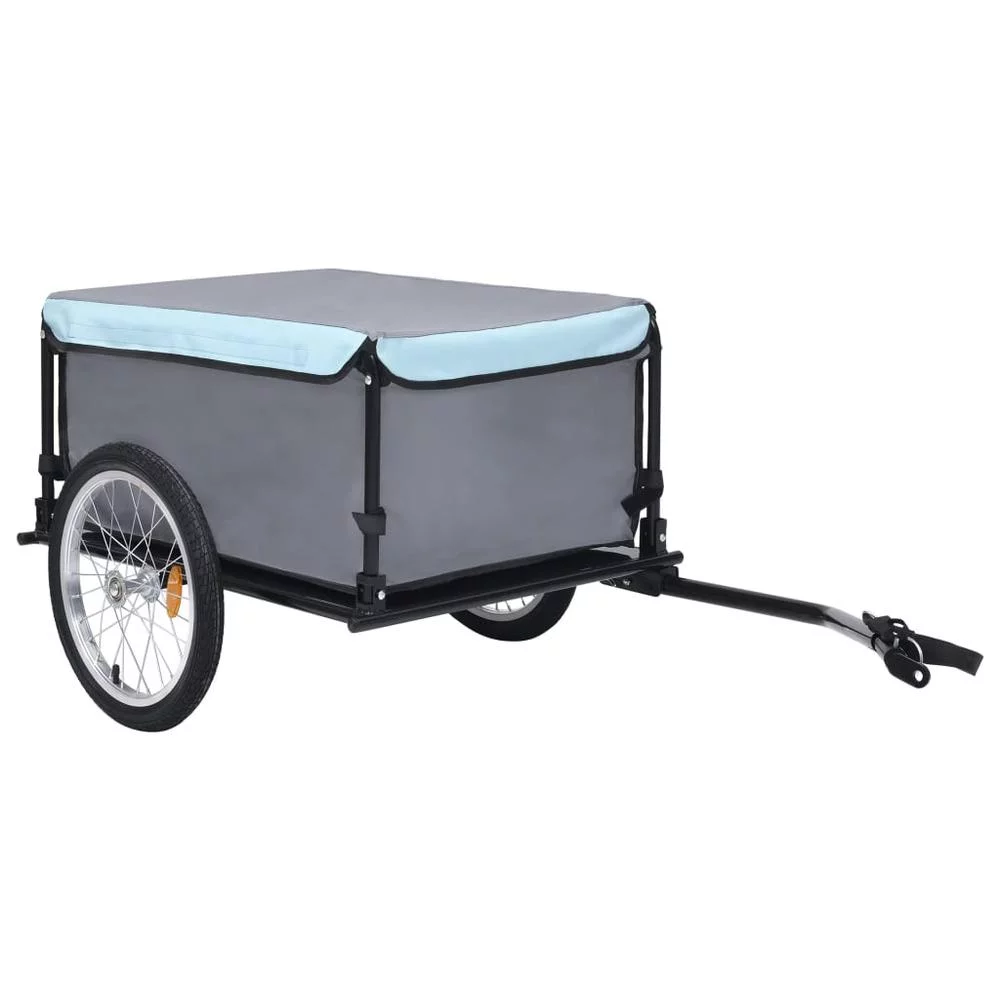vidaXL Bike Cargo Trailer Black and Blue 143.3 lb 2589 - Womvr