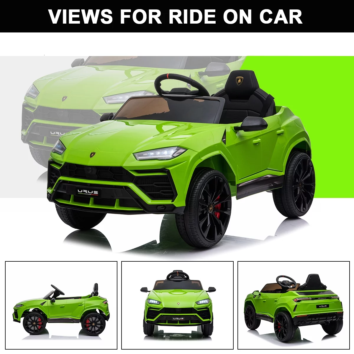 FUNTOK Lamborghini Urus 12V Electric Powered Ride on Car for Kids, with Remote Control, Foot Pedal, MP3 Player and LED Headlights - Womvr