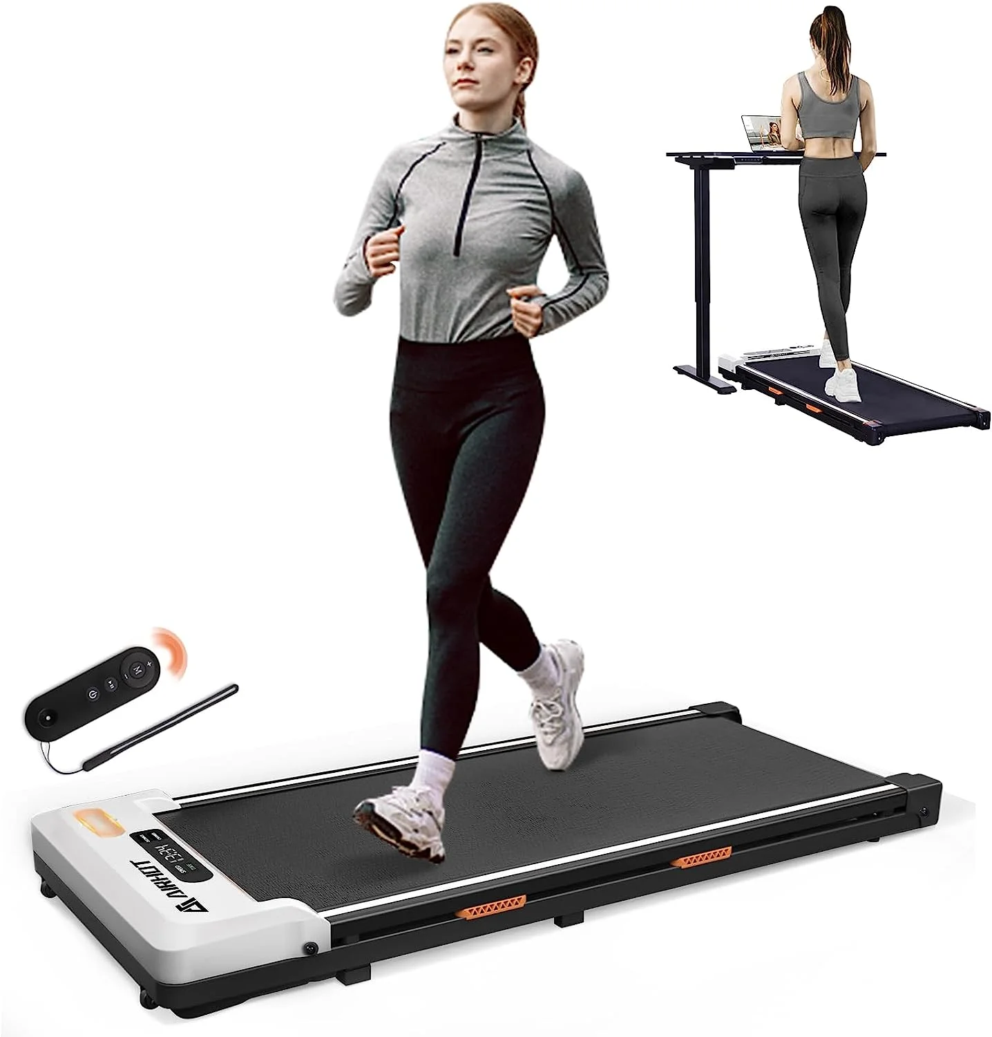 AMZFUN Under Desk Treadmill, Walking Pad 2 in 1 for Walking and Jogging (Black) - Womvr