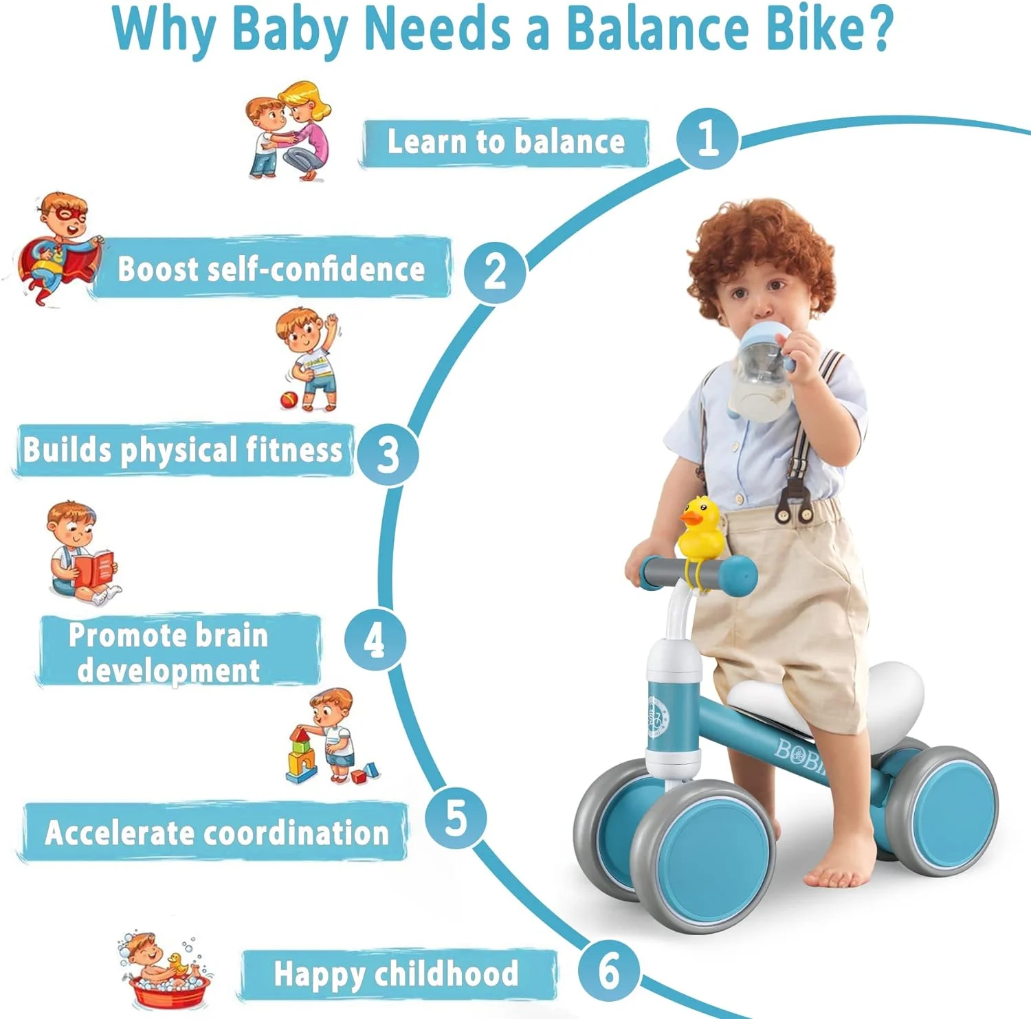 Bobike Baby Balance Bike Toys for 1 Year Old 10-24 Months Toddler Walker Bicycle Pink - Womvr