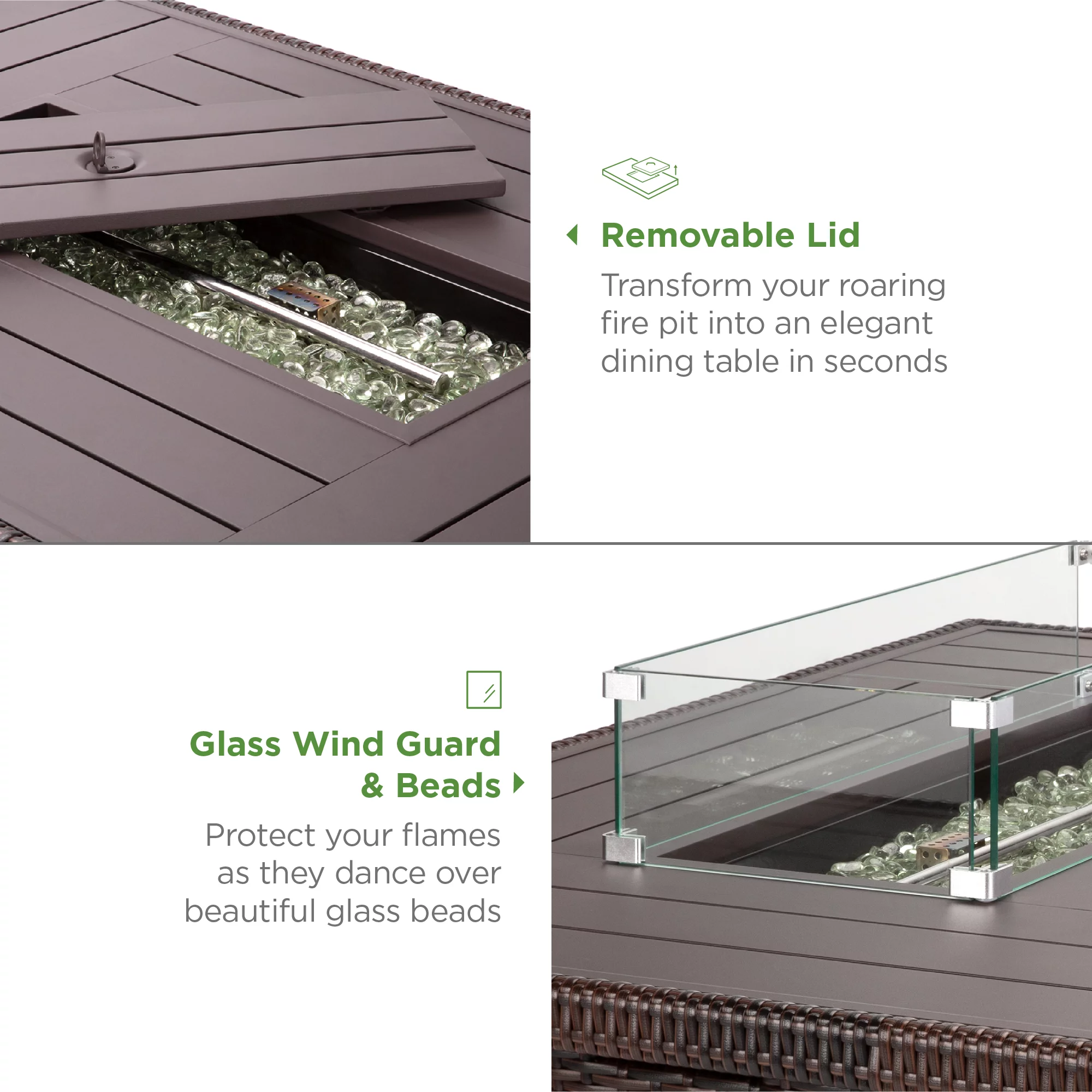 Best Choice Products 52in Wicker Propane Gas Fire Pit Table 50,000 BTU w/ Glass Wind Guard, Tank Holder, Cover - Gray - Womvr