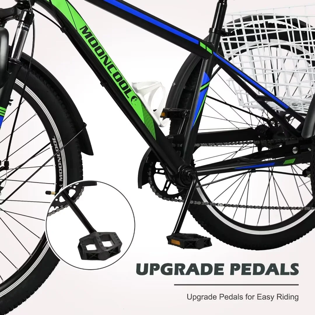 Docred Adult Tricycle, 7 Speed Three Wheel Mountain Bike, 24/26/27.5 inch Adults Trikes ,Load capacity 420 lbs - Womvr