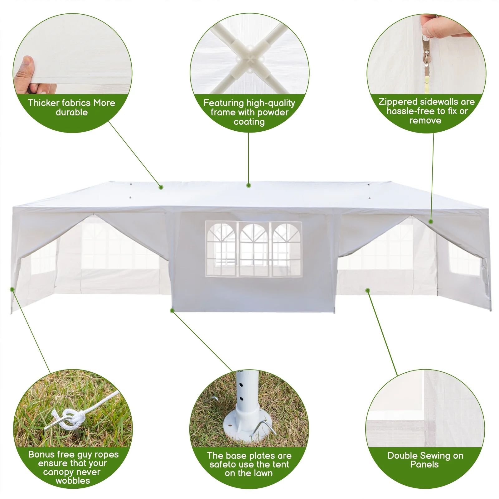 UBesGoo 10' x 10' Canopy Waterproof Party Tent Practical Outdoor Tent for Parties White - Womvr