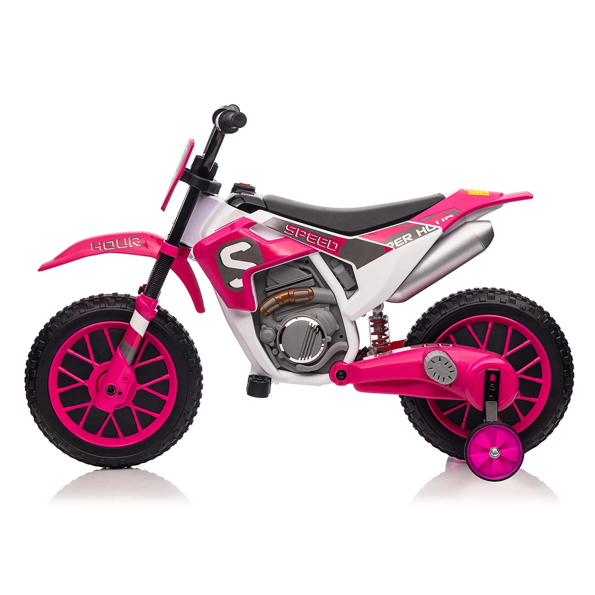 TOBBI 12V Kids Motorcycle off- Road Ride on Dirt Bike W/ Training Wheels, Age 3-8 Toddlers, Green - Womvr