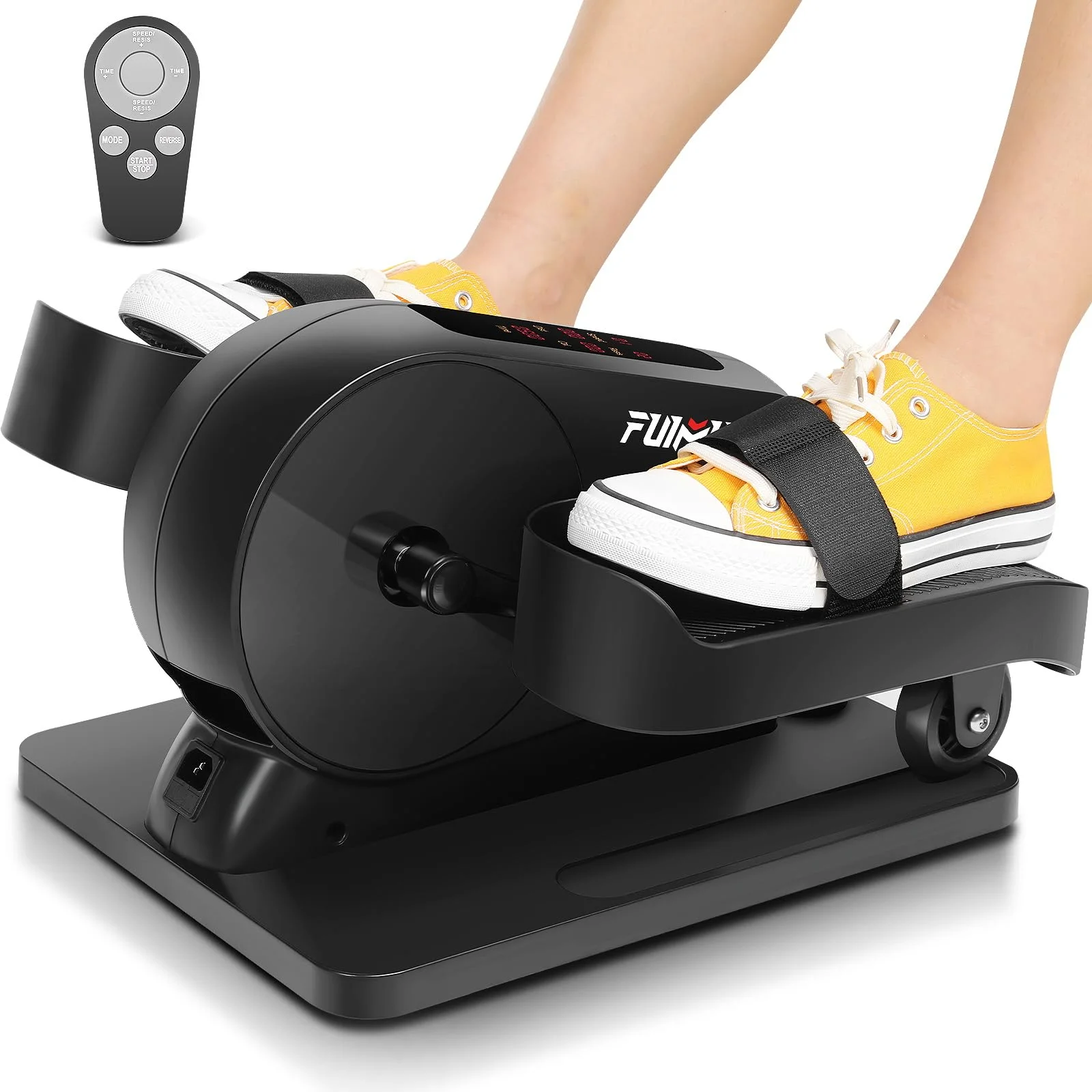 FUNMILY Under Desk Elliptical, 2 in 1 Seated Leg Exerciser for Seniors and Adults, Mini Elliptical with Display and Remote Control for Home Office Use - Womvr